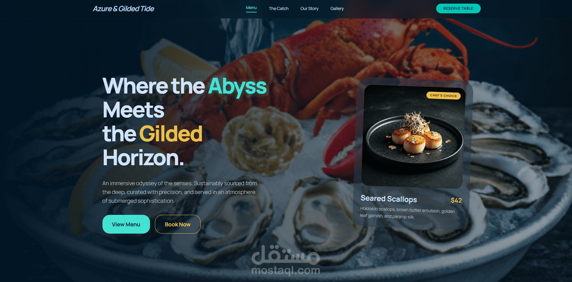 Azure & Gilded Tide موقع لمطعم بحري فاخر