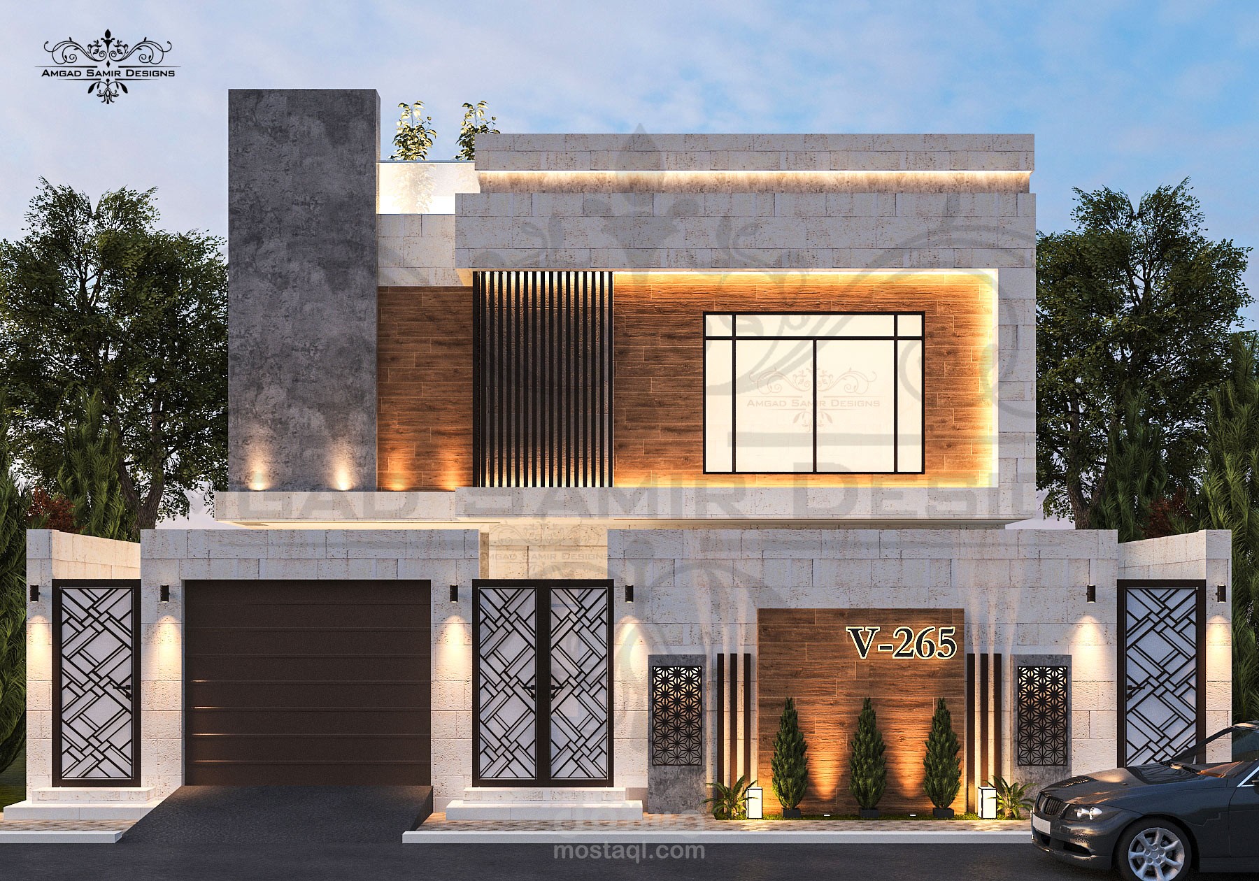 تصميم مودرن لواجهة  فيلا بالسعودية - الرياض