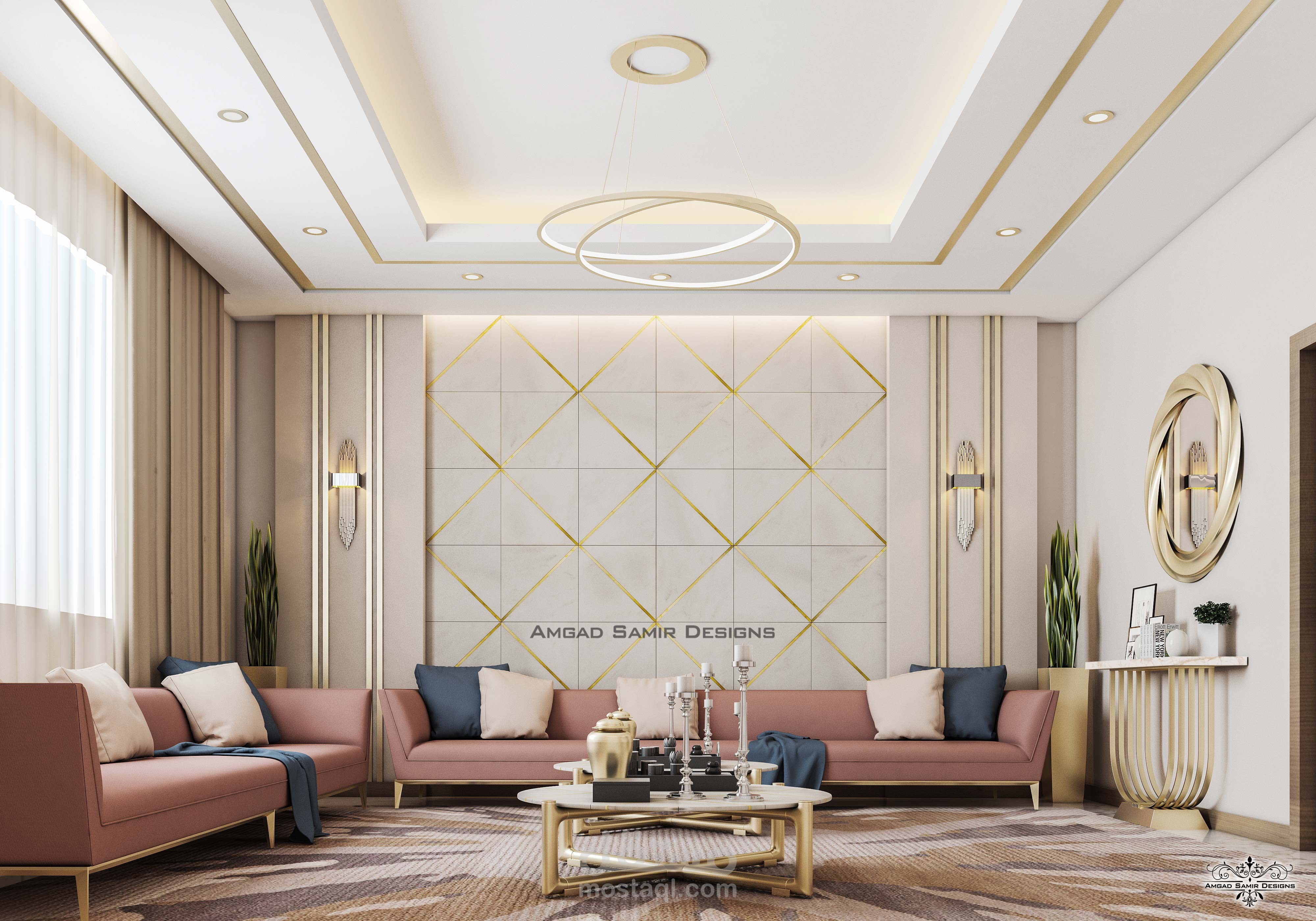 تصميم مودرن معاصر و خفيف لمجلس نساء بفيلا بالسعودية - جدة