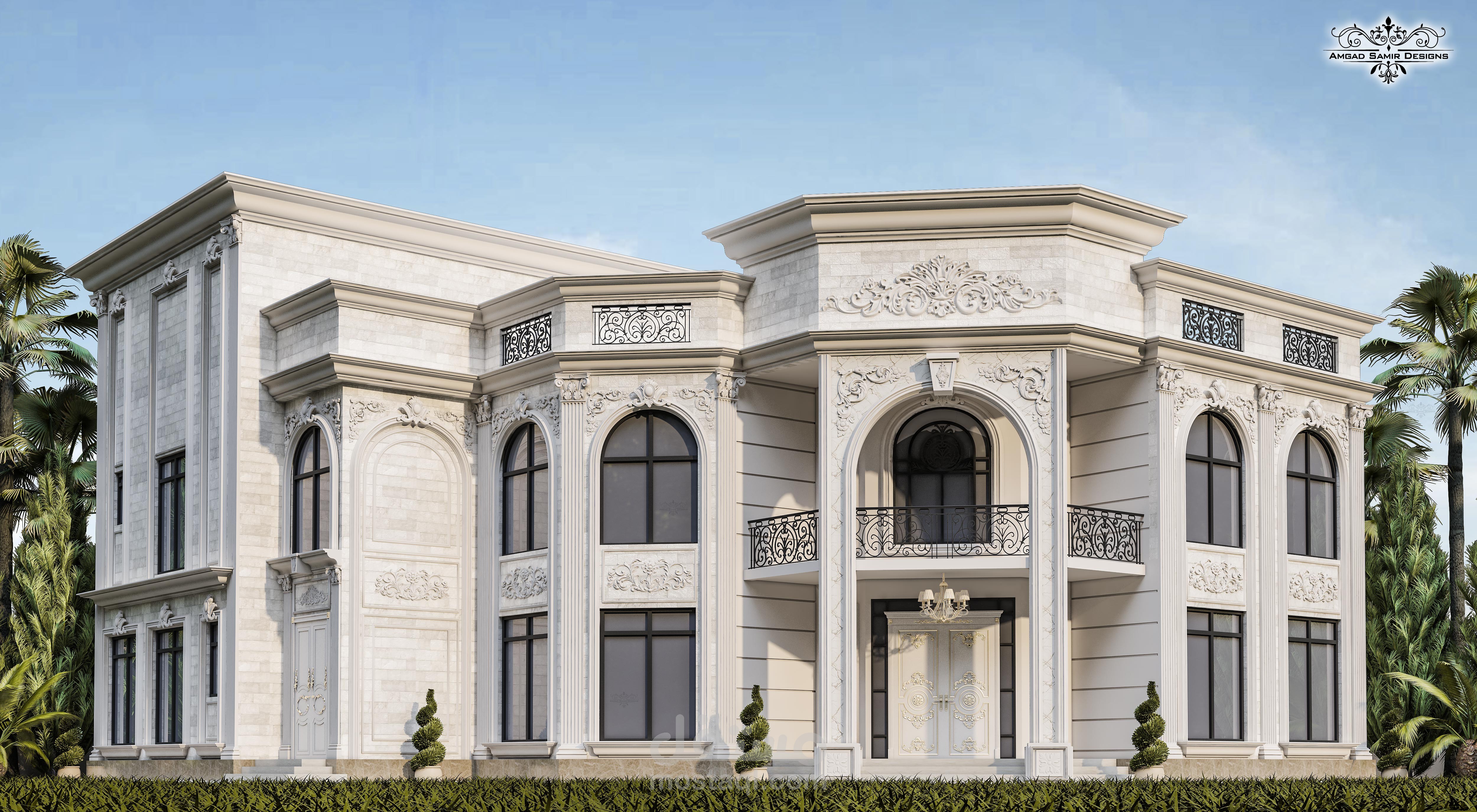 تصميم نيو كلاسيك جديد لواجهات فيلا في المملكة العربية السعودية بالخبر