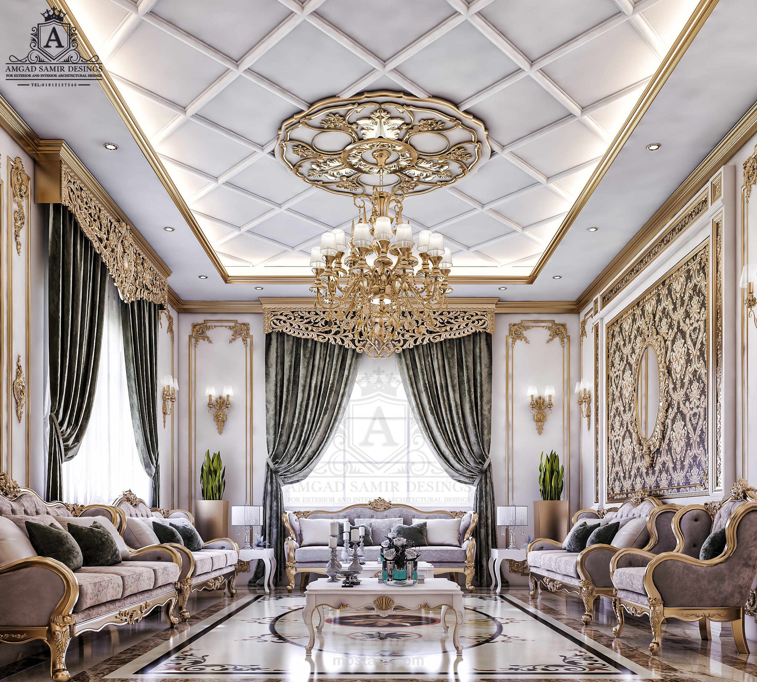 تصميم داخلي بطراز الكلاسيك لمجلس رجال بالأمارات