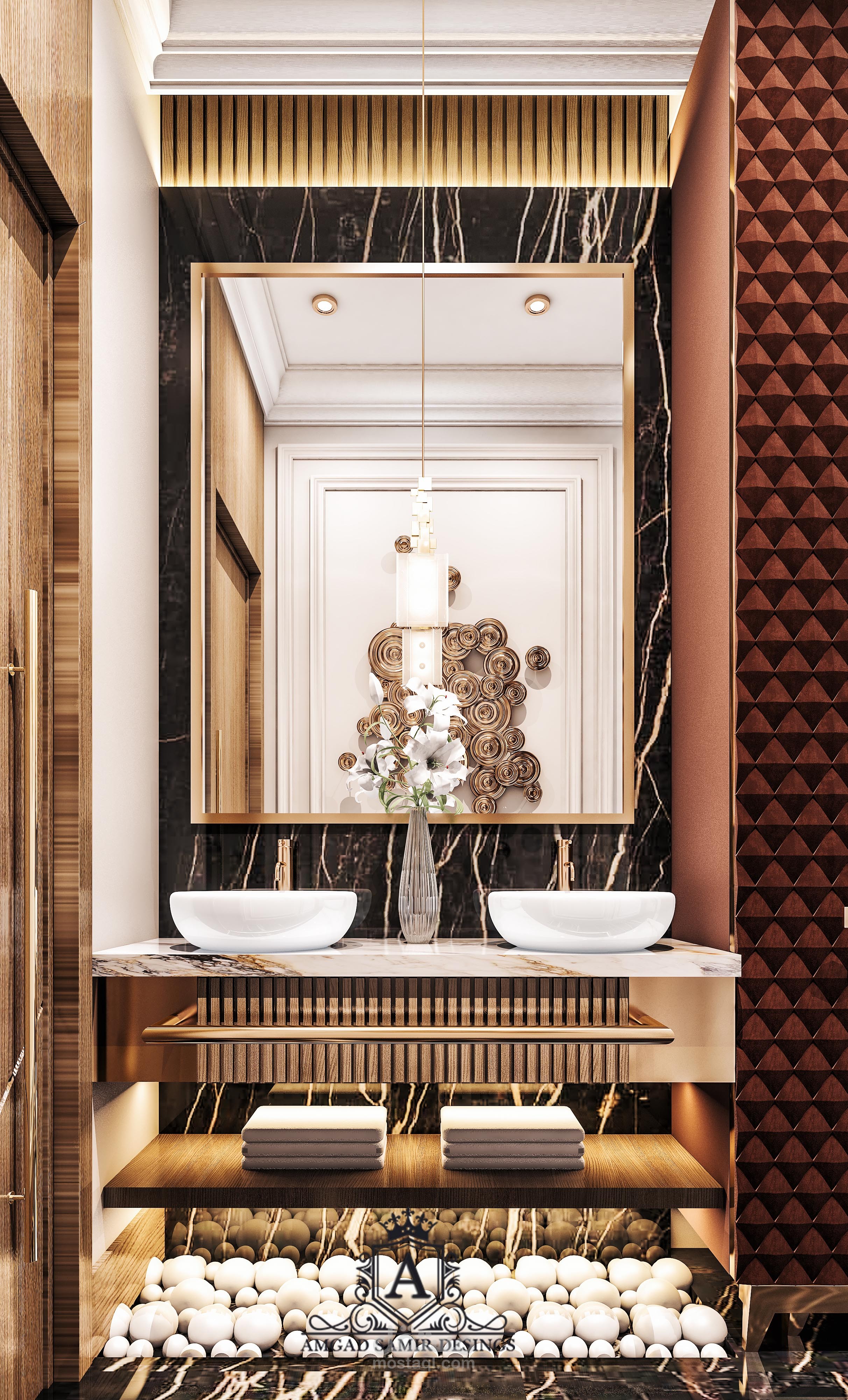 تصميم فخم لمغاسل وحمام مجلس رجال