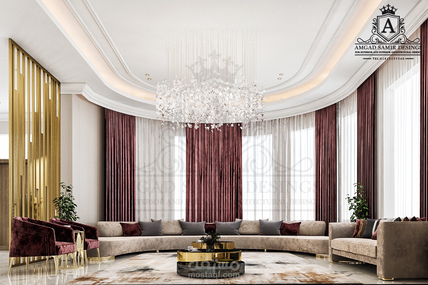 تصميم نيو كلاسيك مودرن لاستقبال فيلا بالسعودية 2021