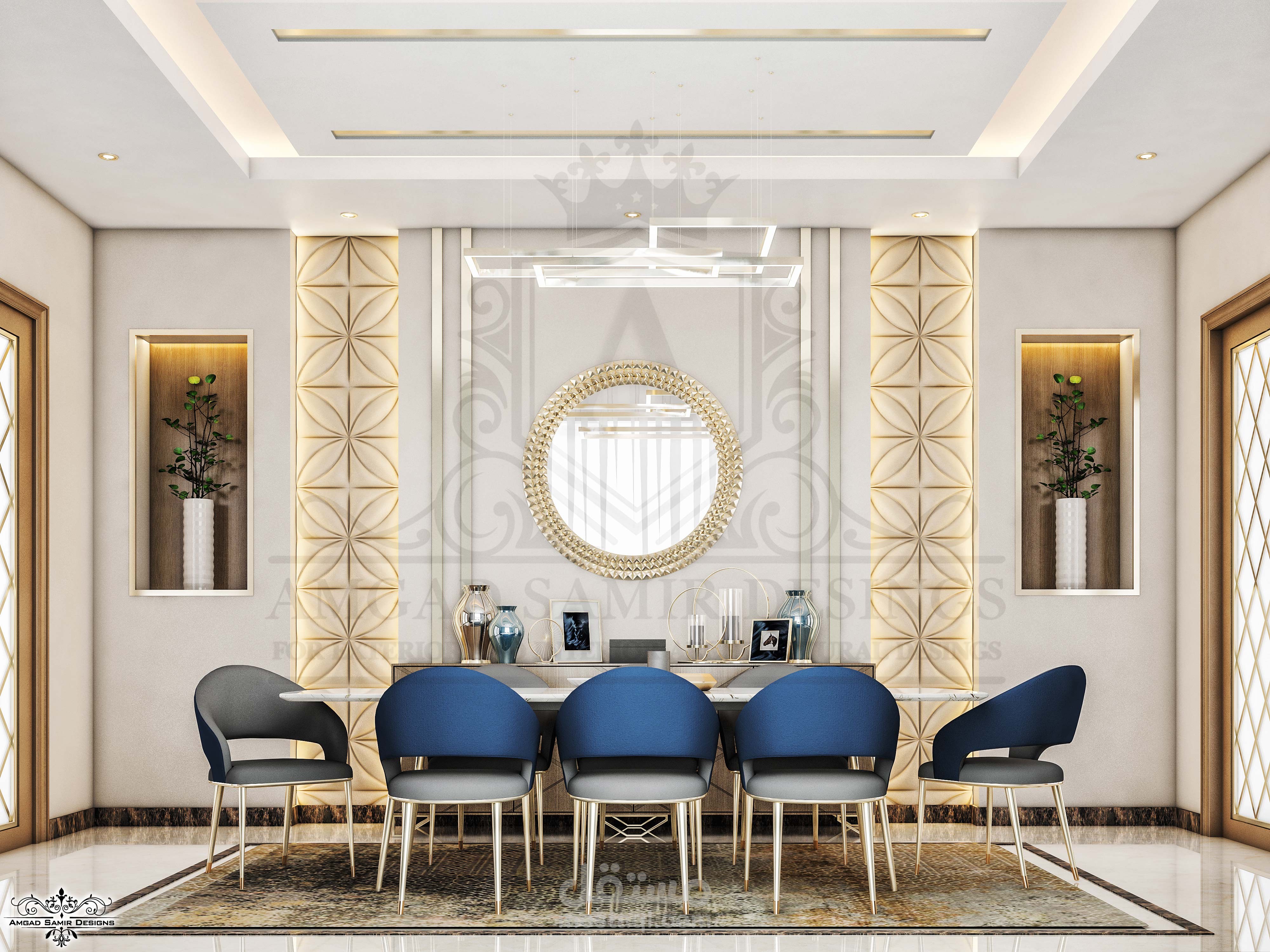 تصميم داخلي لفيلا بالرياض تصميم مودرن لصالة طعام