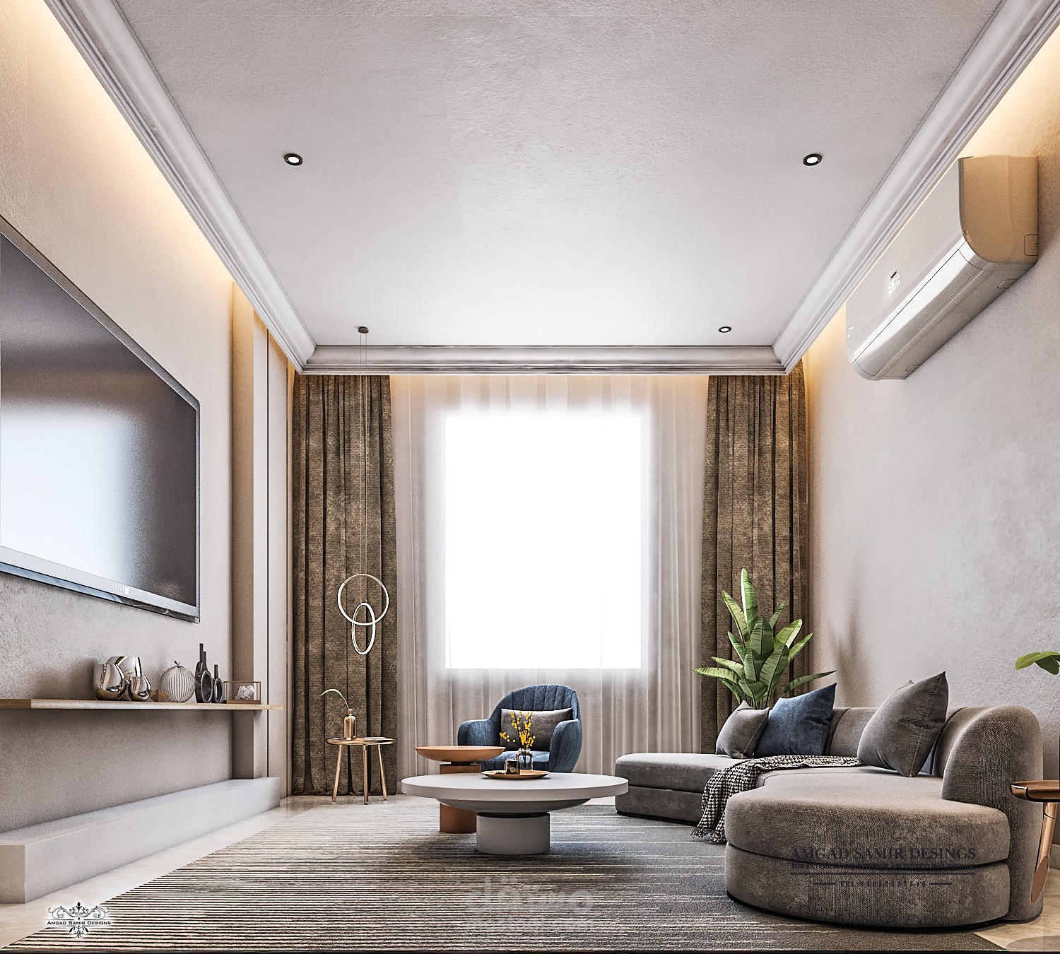 مـن أعمالي بالديكـورات الداخليـة بجـازان  ...  تصميـم صالـة معيشة بلمسات بسيطة