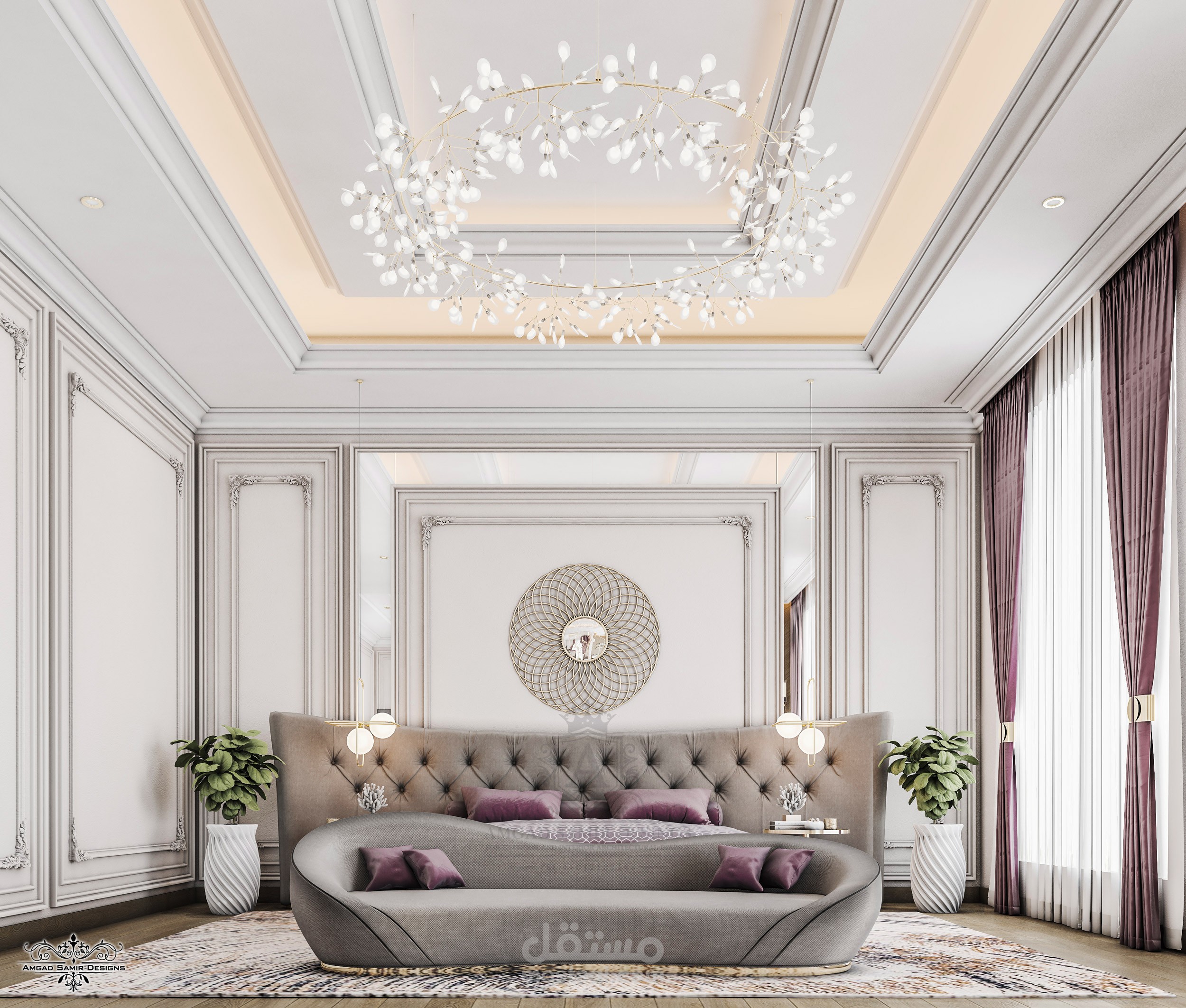 تصميمنا لجناح نوم رئيسي لفيلا بالدمام  بطراز " النيو كلاسيك "