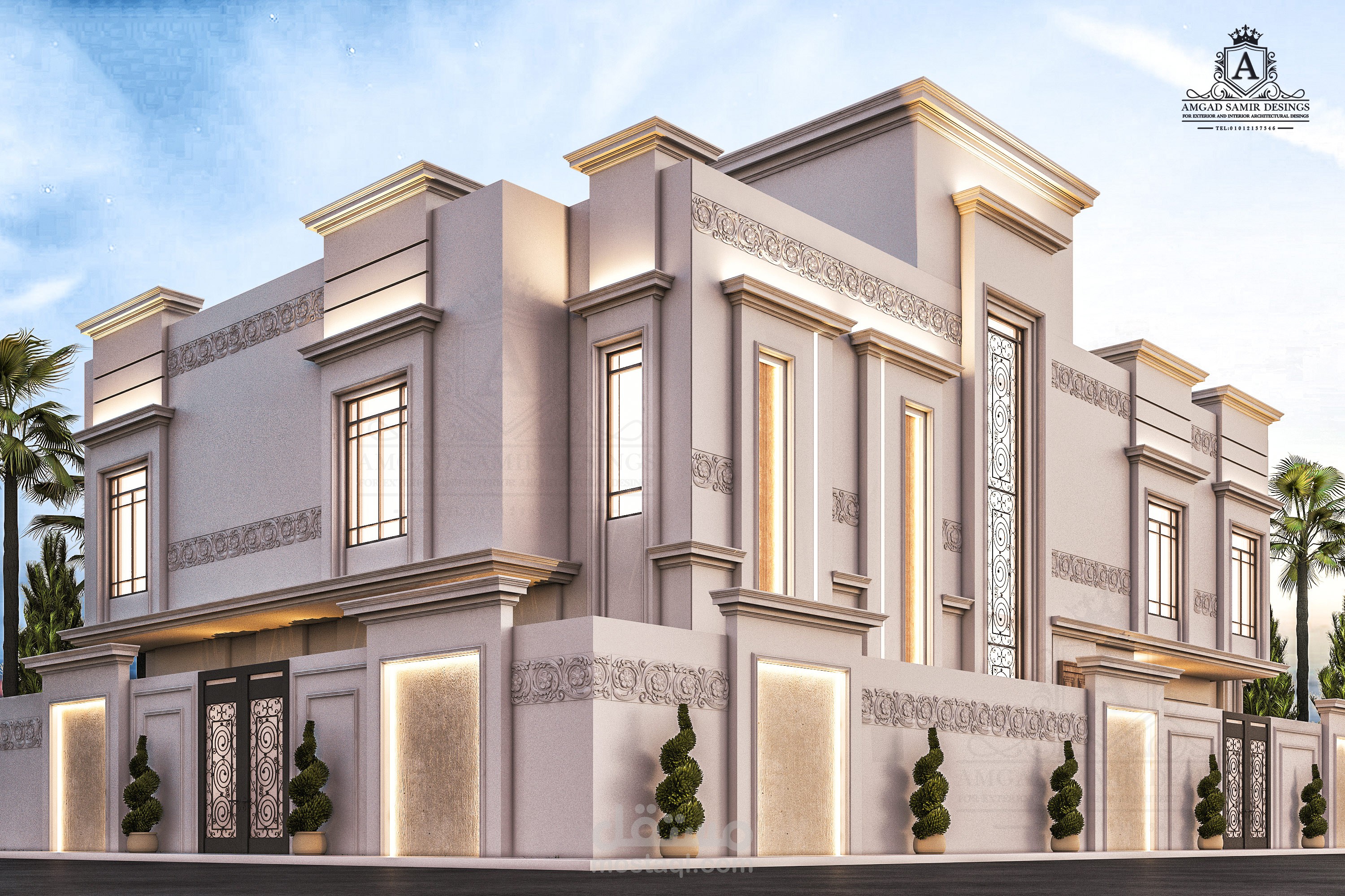 من أعمالي | .. تصميم واجهات فيلا نيو كلاسيك بجازان  - السعودية  ( تصميم & تنفيذ )