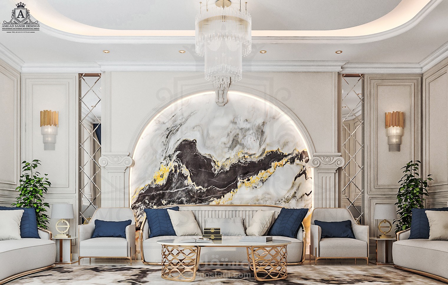 من أعمالنا |... تصميم مجلس رجال لفيلا بالرياض