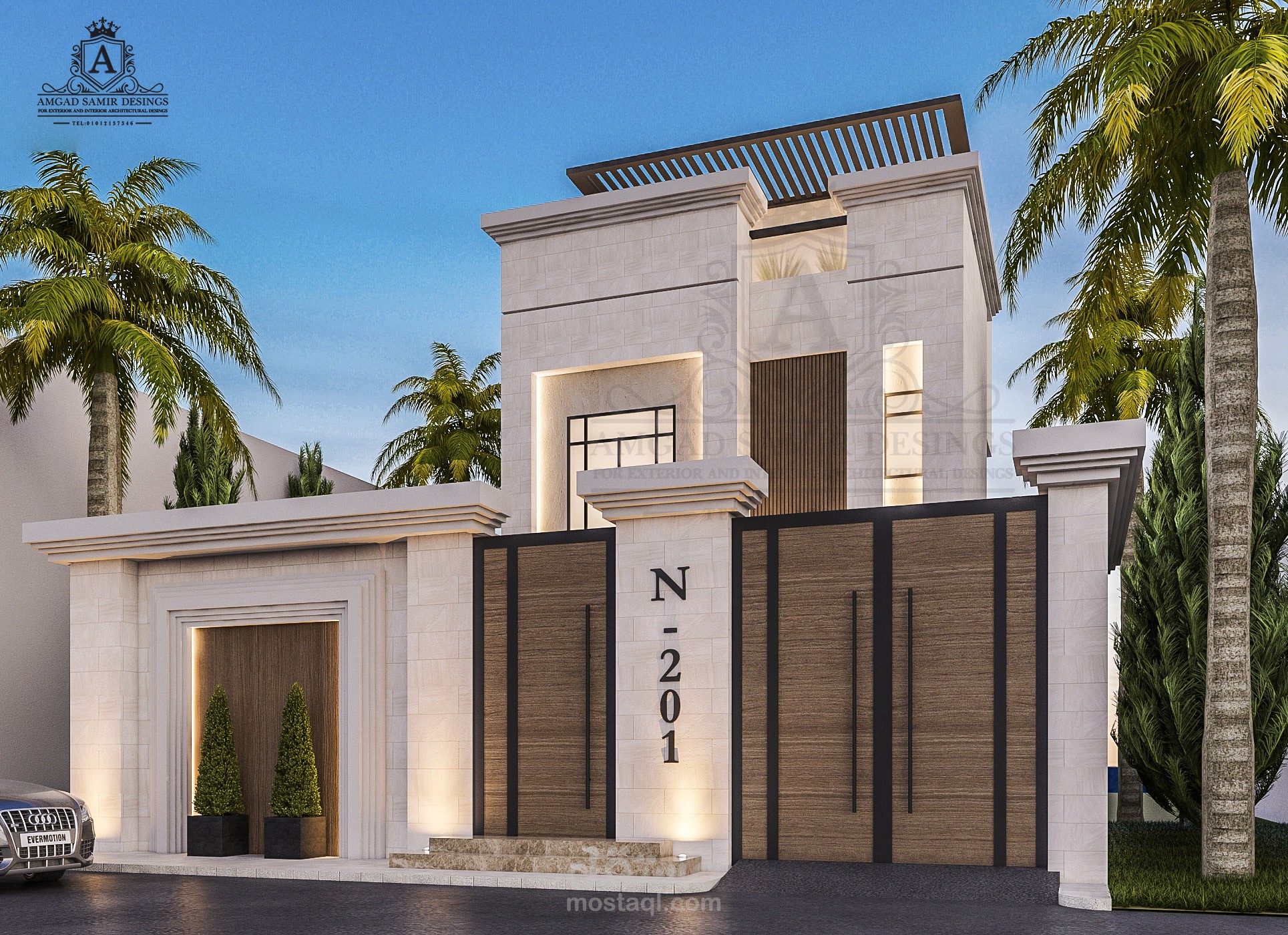 من أعمالي | .. تصميم واجهة و سور  فيلا  نيوكلاسيك بالدمام .