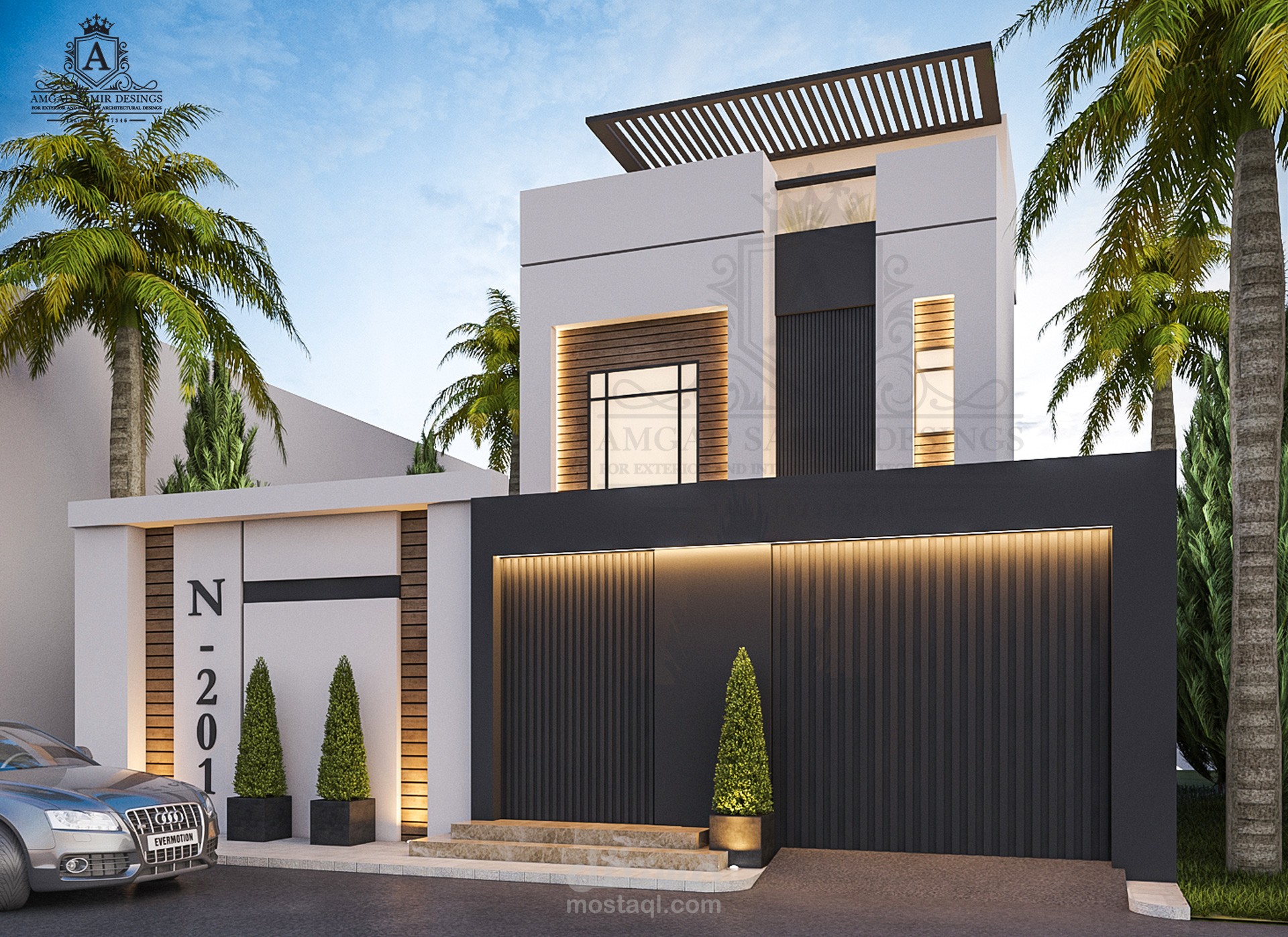 من أعمالي | .. تصميم واجهة و سور  فيلا  مودرن  بالدمام .