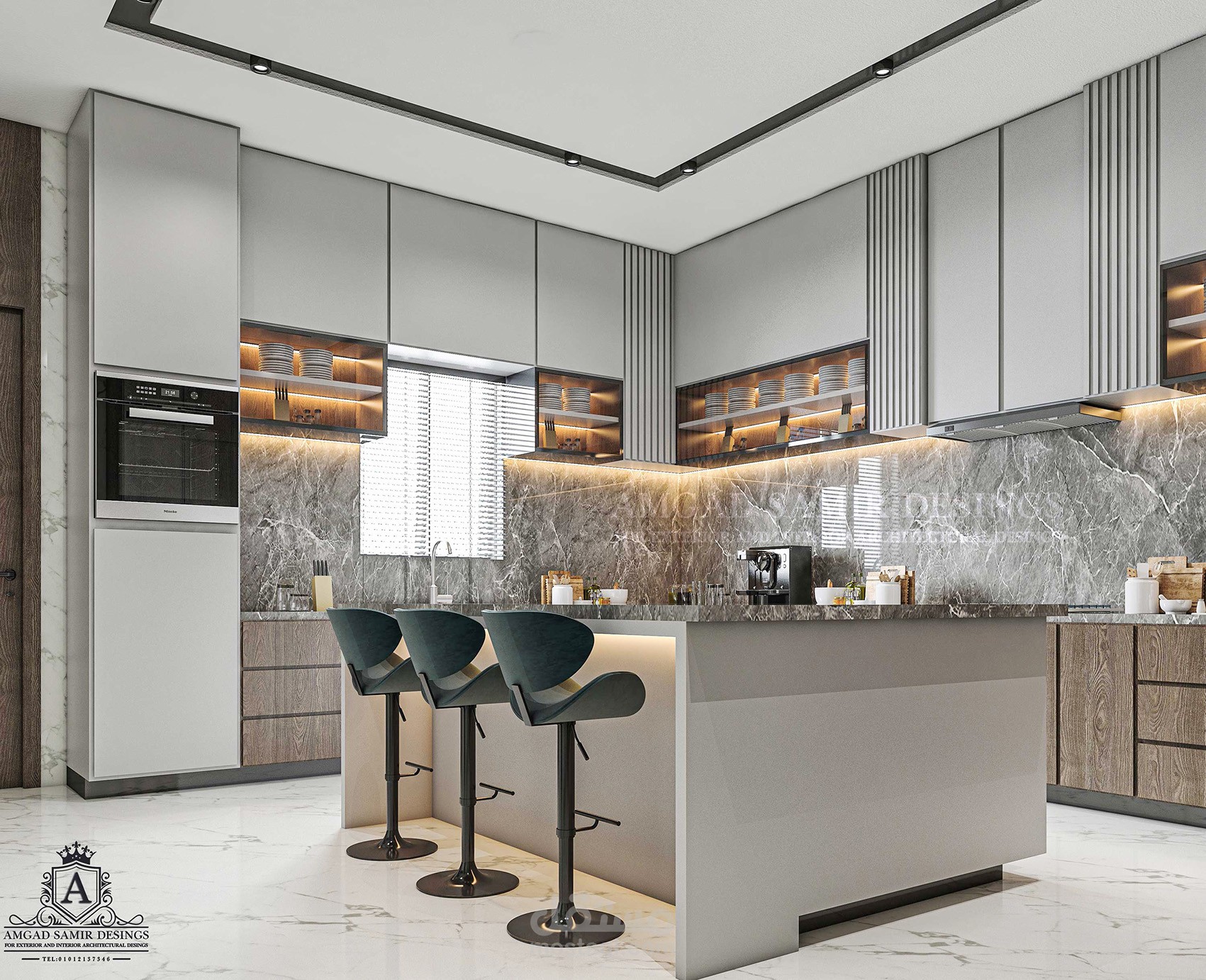 من أعمالنا | .... تصميم مطبـخ مـودرن بالخبـر ( السعودية ) .