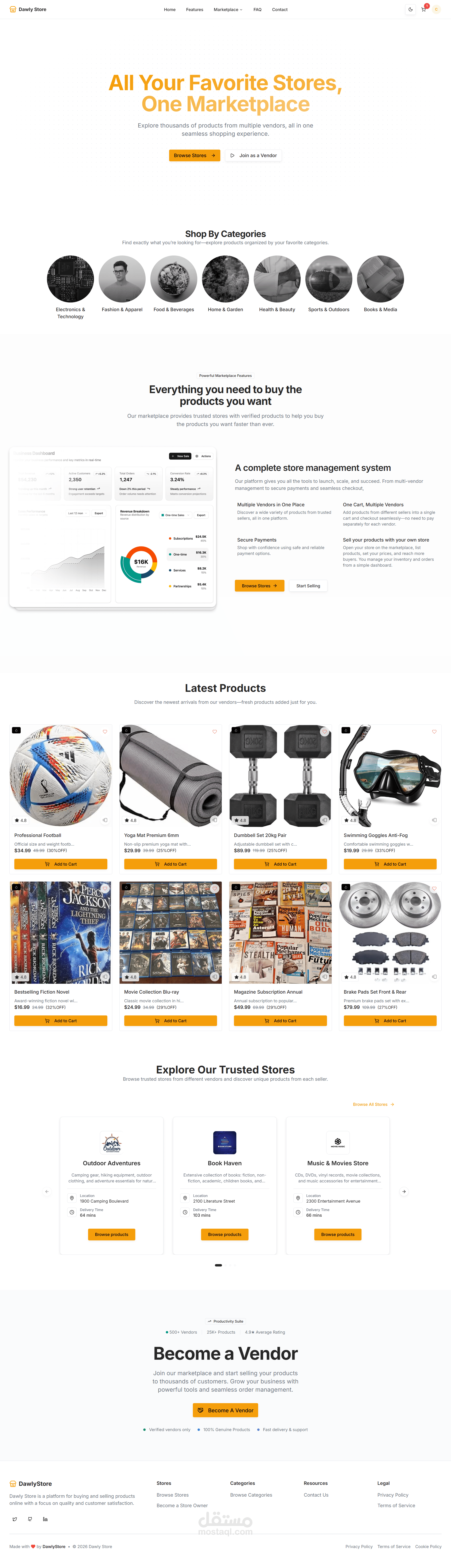 منصة تجارة إلكترونية متعددة البائعين (Multi-Vendor Marketplace)
