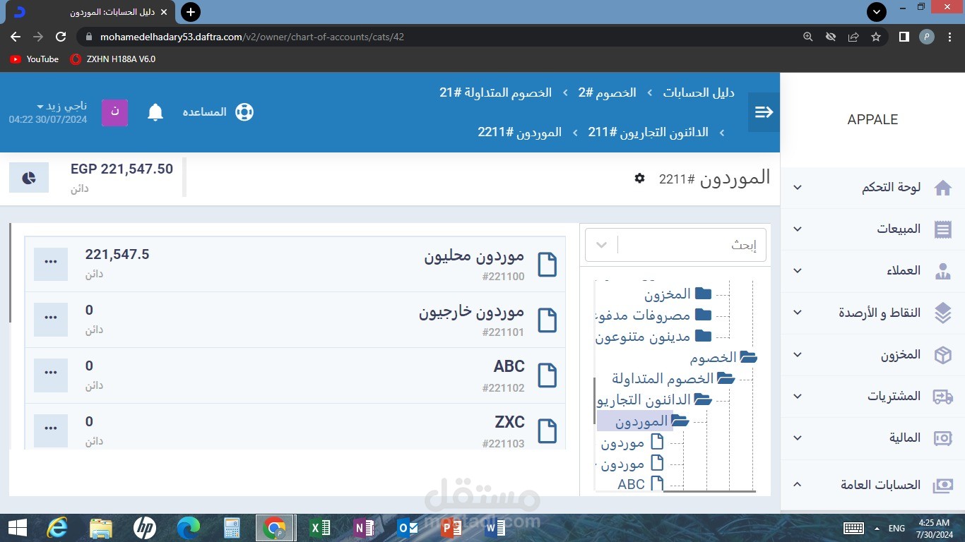 إدخال بيانات الشركه على نظام ERP.