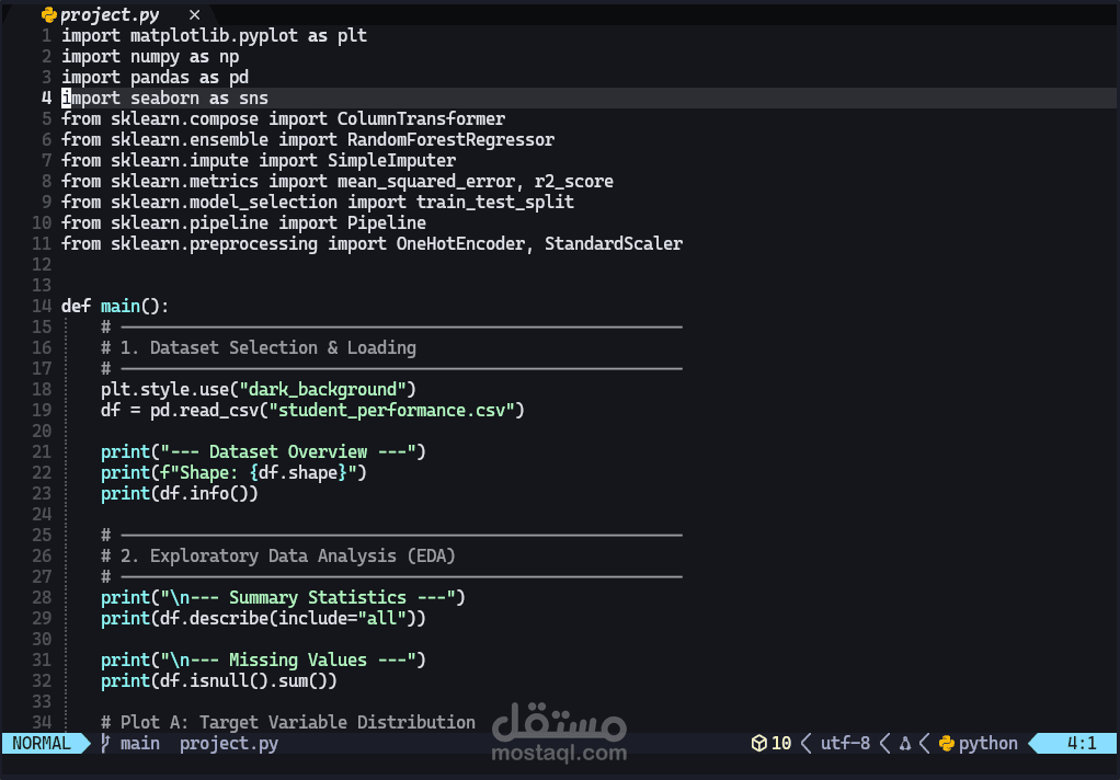 نظام معالجة وتحليل البيانات والتنبؤ الإحصائي (Python)
