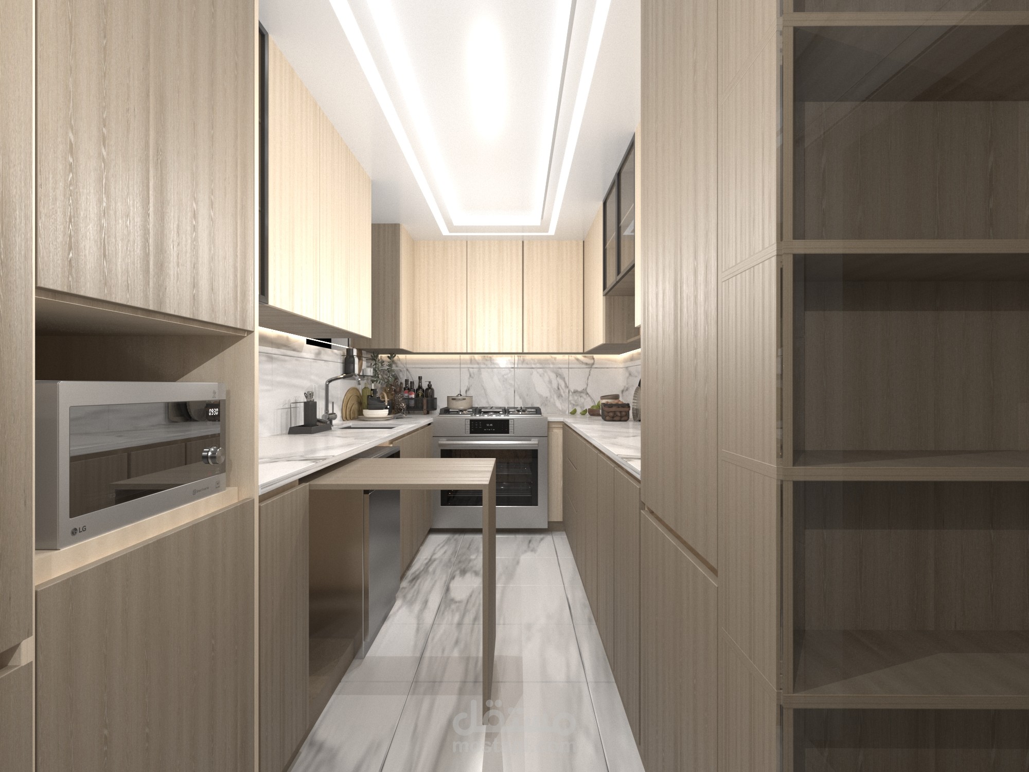 صميم مطبخ مودرن دافئ