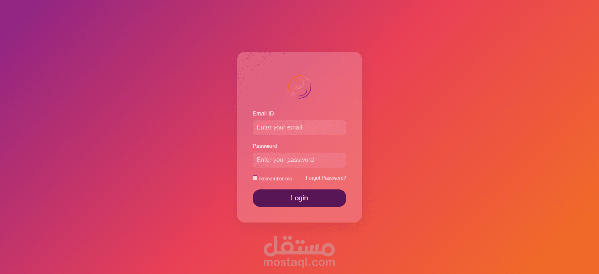 تصميم صفحه تسجيل دخول login page