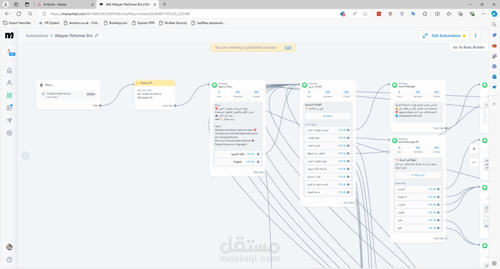 عمل اوتوميشن من خلال manychat إلى الوتساب