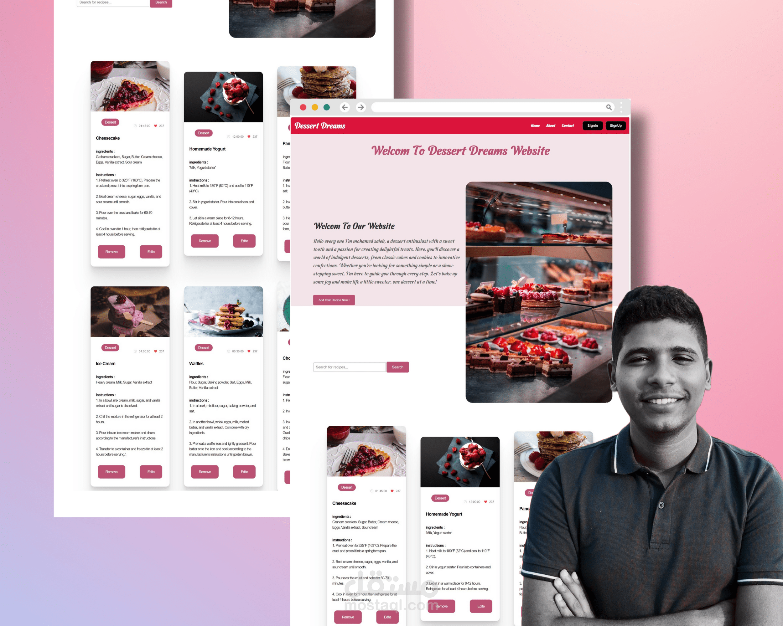 إنشاء موقع ويب لعرض وصفات الحلويات بستخدام : HTML,CSS,PHP,MYSQL