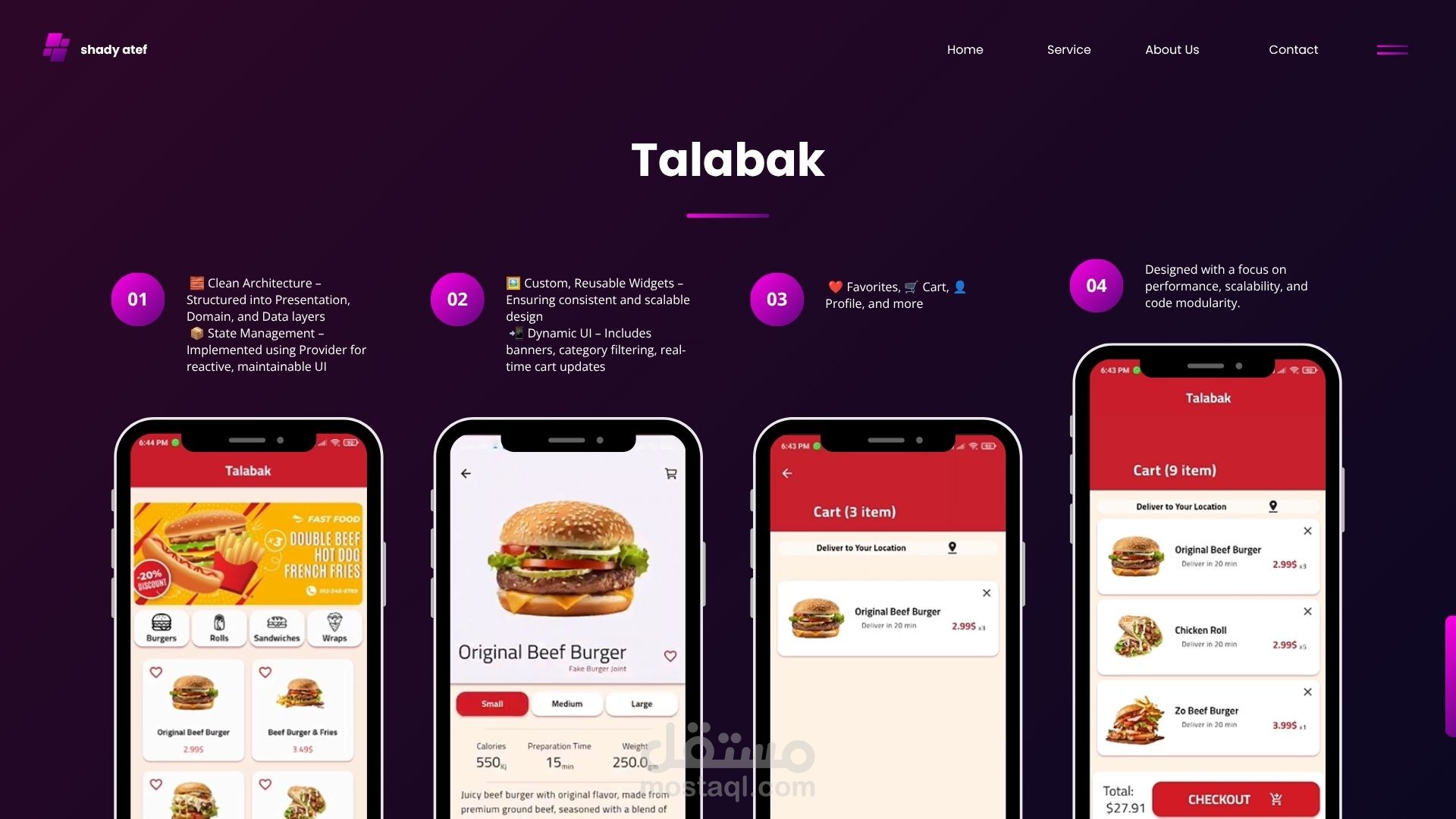 تطبيق طلب وتوصيل طعام متكامل (Talabak) - واجهات متجاوبة ونظام تتبع لحظي