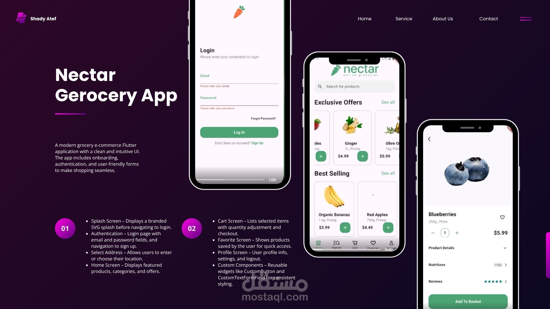 تطبيق تسوق وتوصيل طلبات المتاجر (Nectar) - تجربة مستخدم عصرية وإدارة ذكية للسلة والفلترة