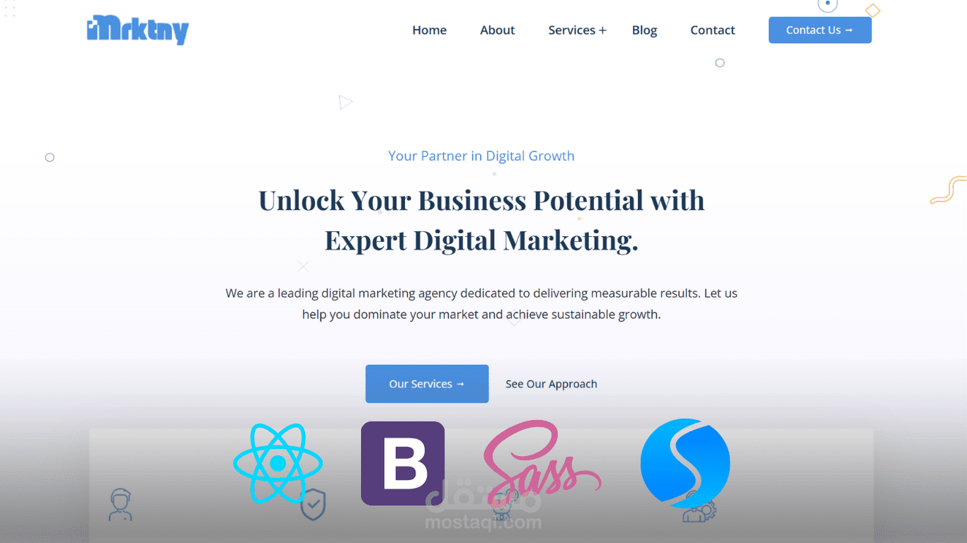 Mrktny - تصميم وتطوير موقع وكالة تسويق رقمي احترافي وجذاب