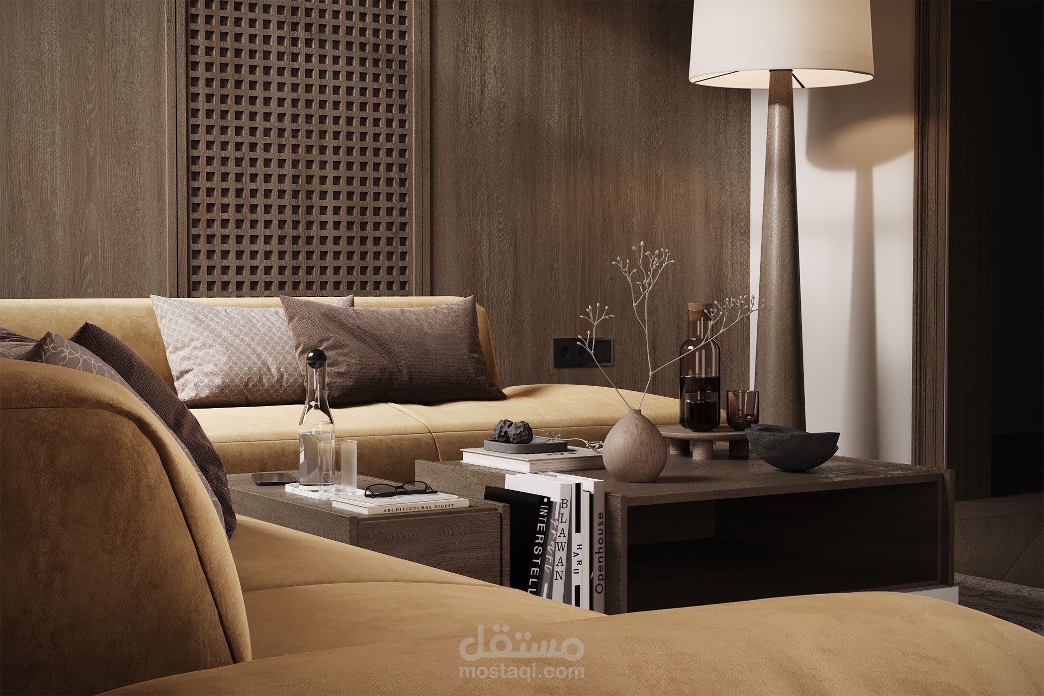 تصميم داخلي  لغرفة معيشة .
