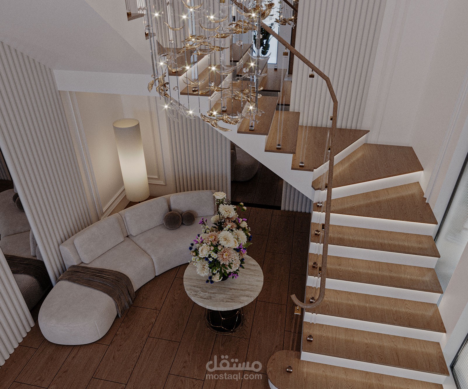 تصميم داخلي لطابق ارضي من الشقة .