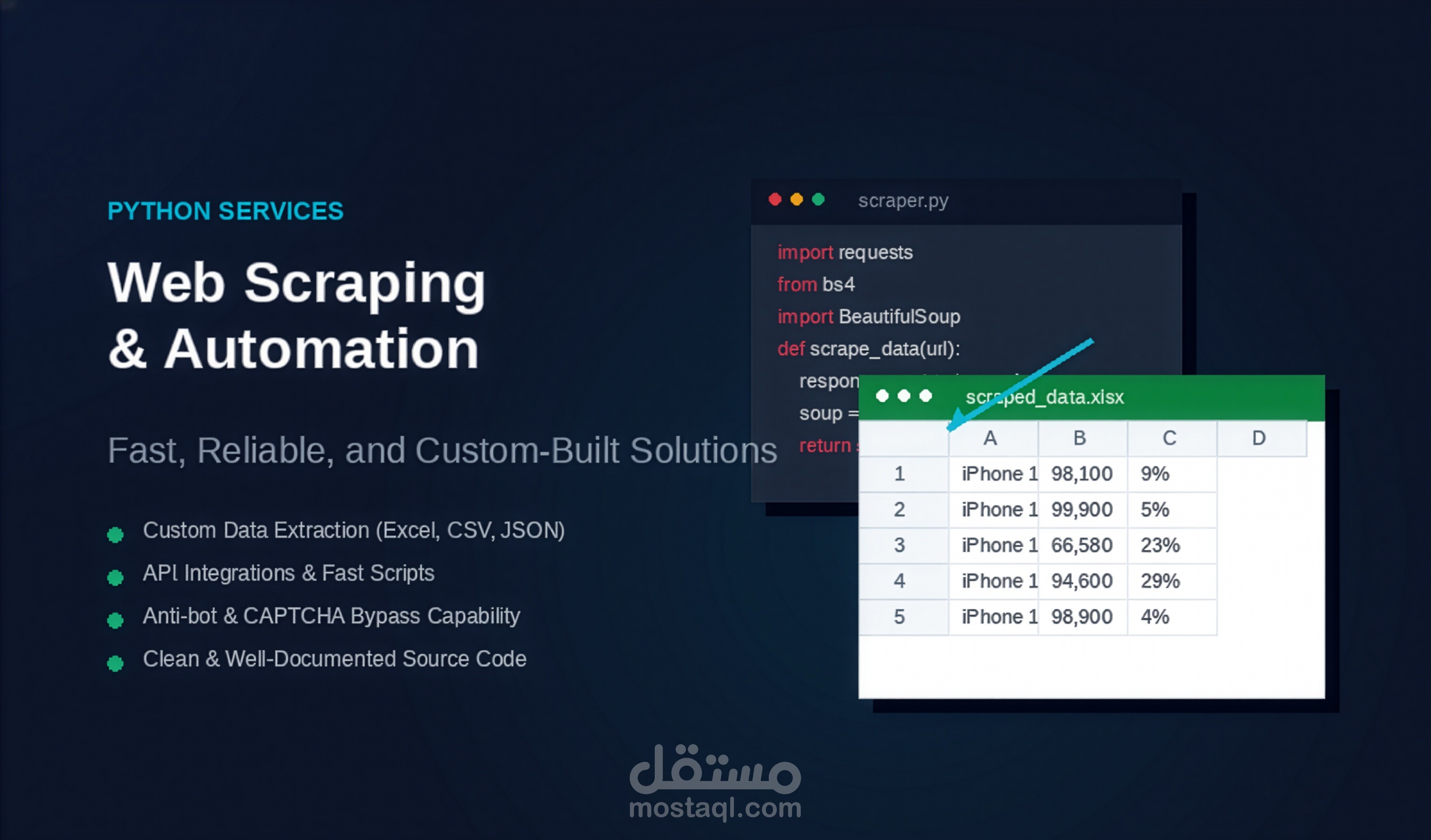 برمجة سكربت Python لكشط منتجات جوميا مصر وتصديرها في ملف Excel تفاعلي ومنسق