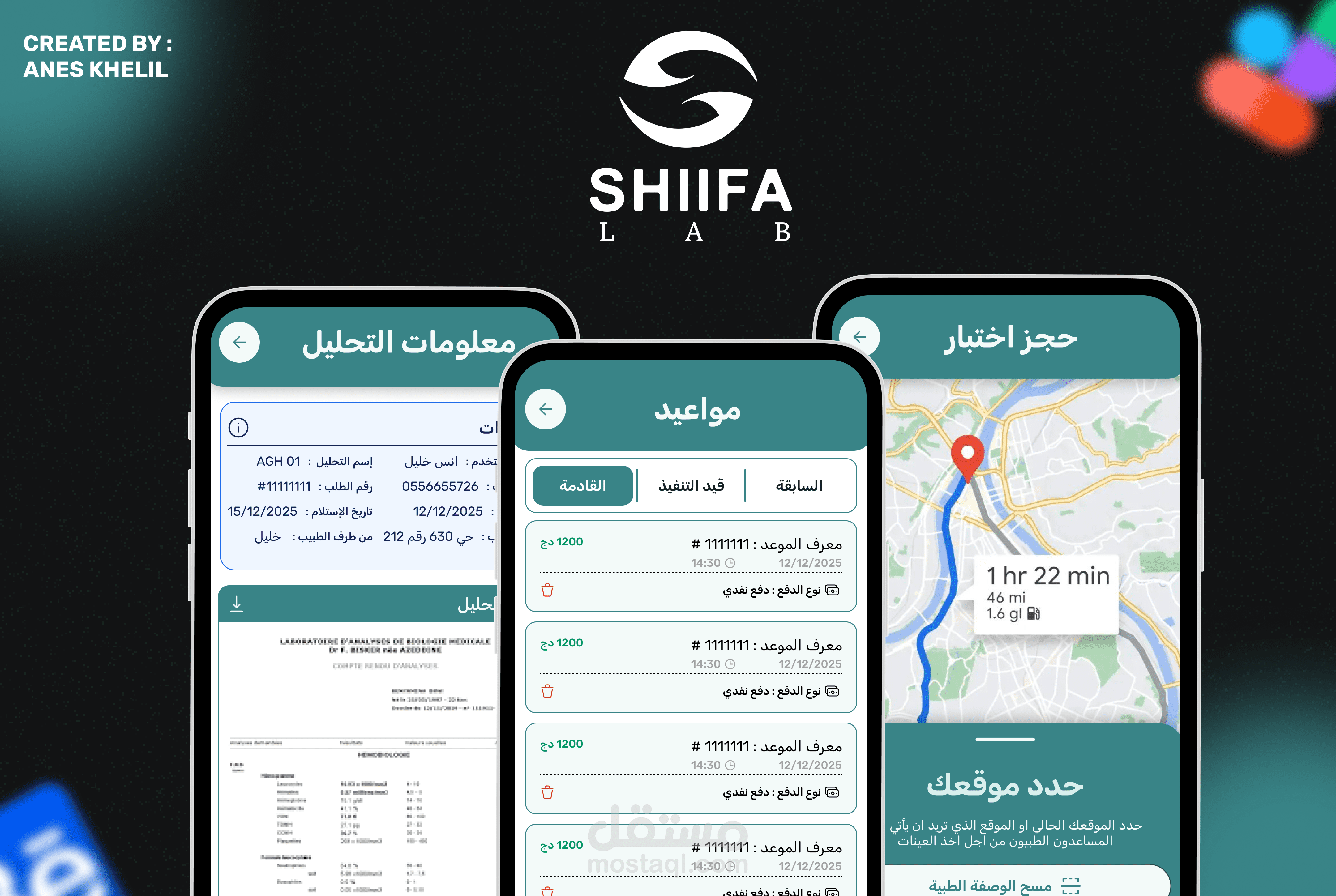 تصميم واجهة مستخدم لتطبيق Shiifa care