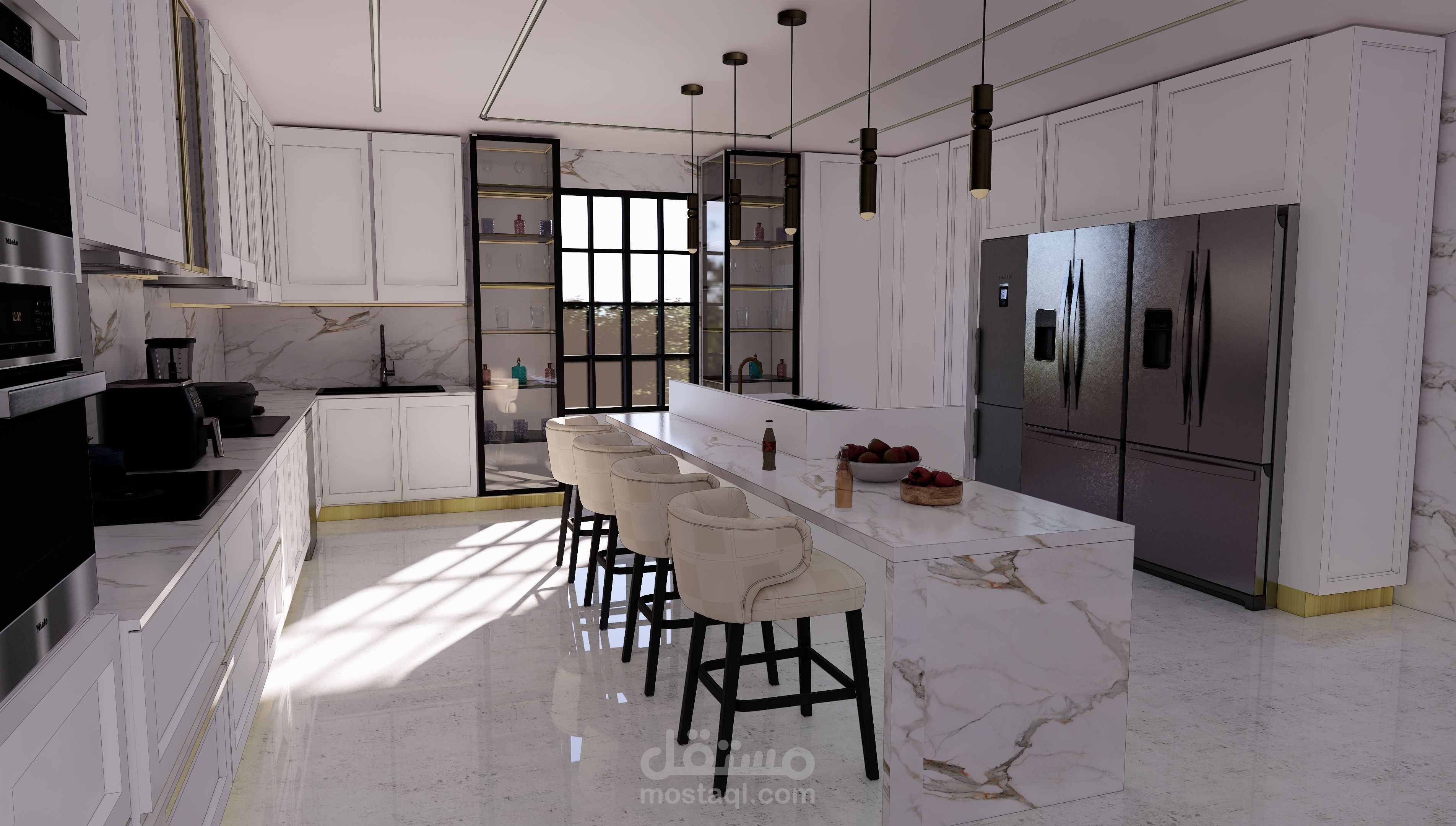 تصميم مطبخ وغرفة ملابس