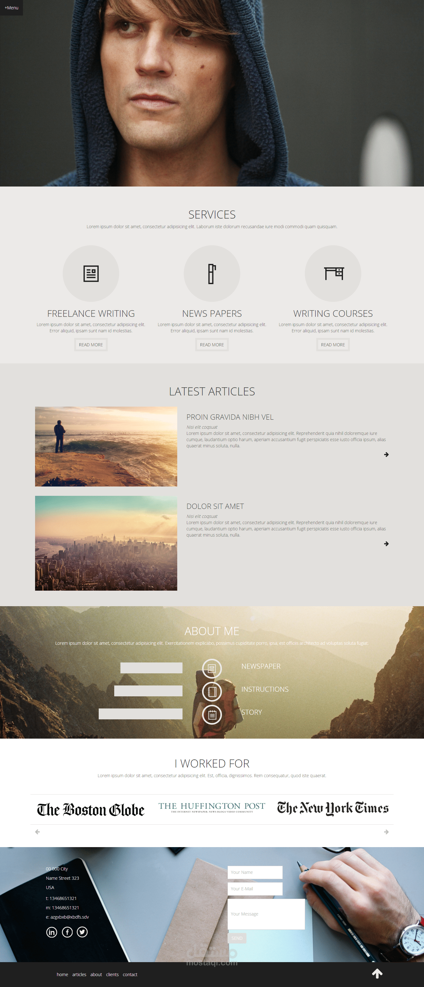 تكويد قالب PSD لموقع شخصي Portfolio