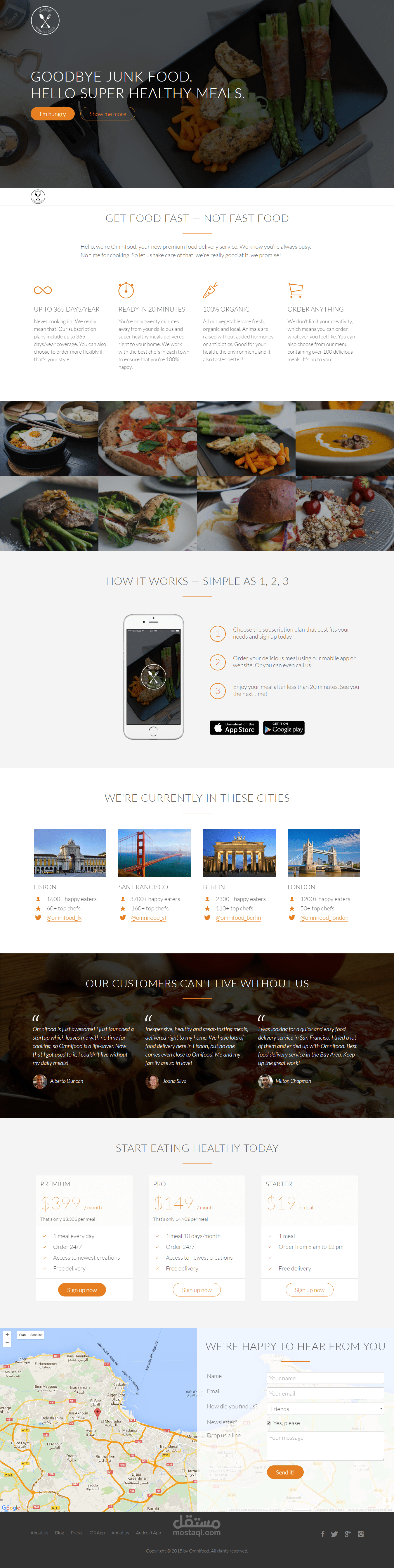 تكويد موقع لسلسلة مطاعم