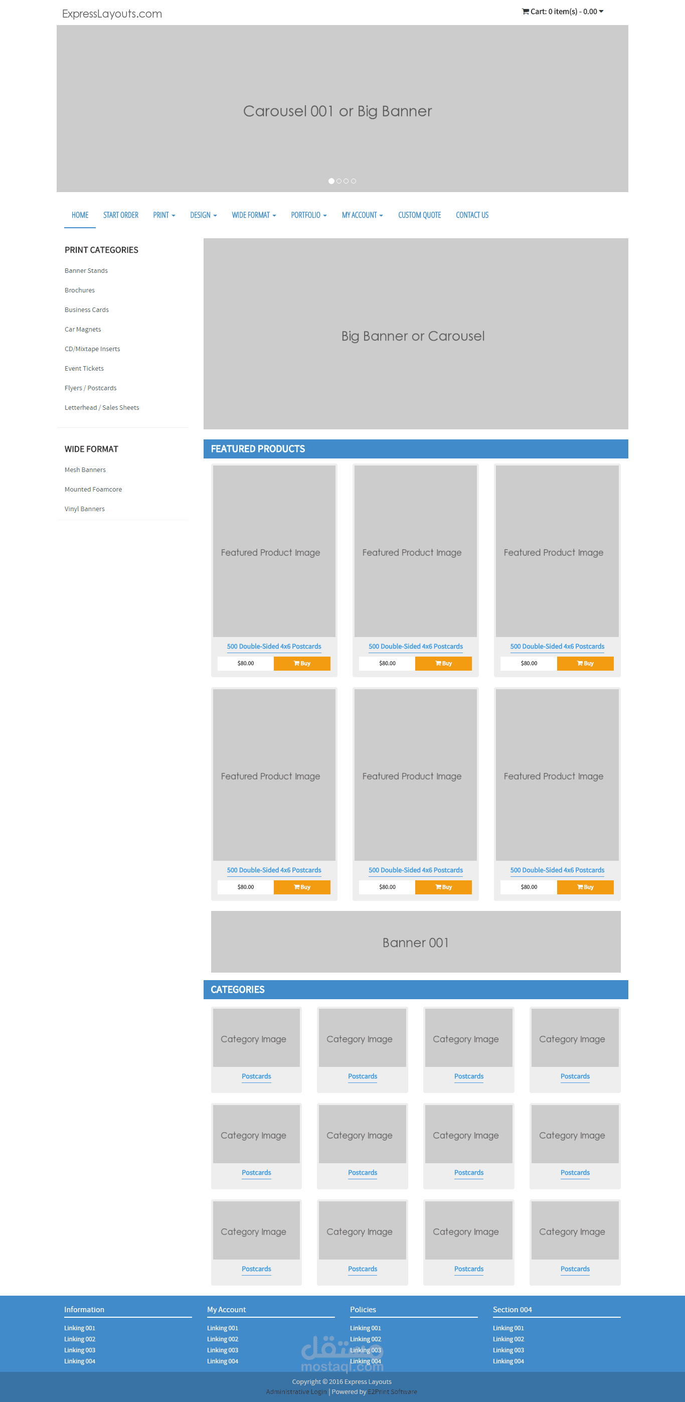واجهة المستخدم لمتجر إلكتروني