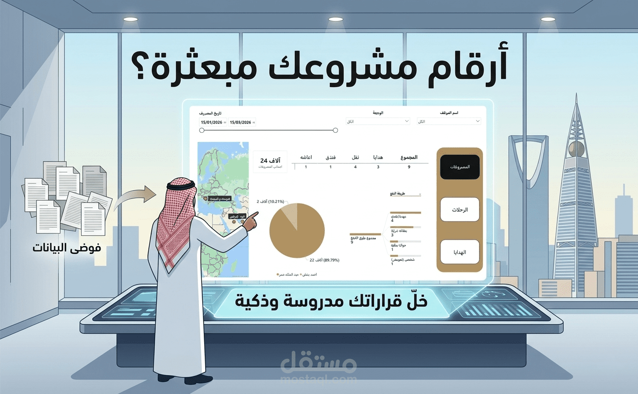داشبورد لتحليل وإدارة مصروفات الموظفين والرحلات