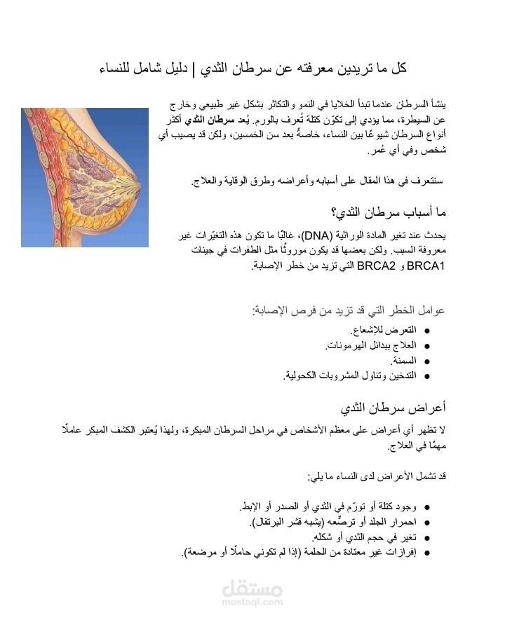 مقال عن سرطان الثدي