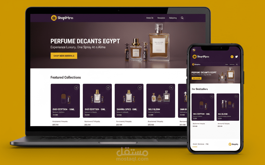 تأسيس وتطوير متجر شوبيفاي المتكامل وإدارة الـ SEO المستمرة لعلامة العطور الفاخرة "Perfume Decants Egypt".
