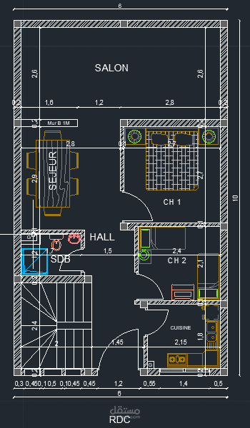 منزل مساحته 60m²