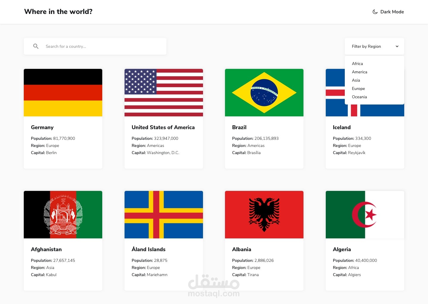 REST Countries API — React Countries Explorer