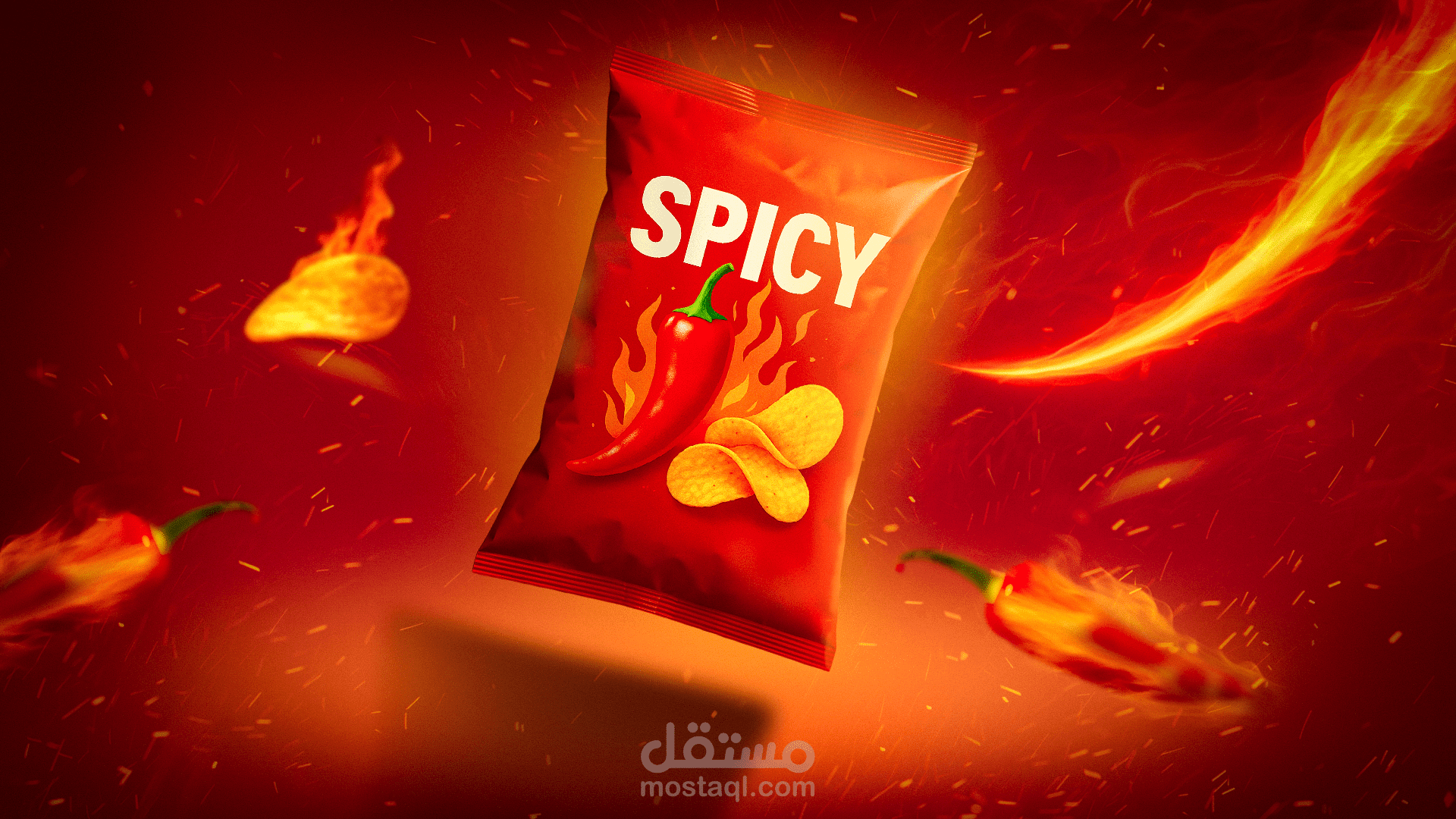 تصميم سوشيال ميديا كيس شبسي (spicy)