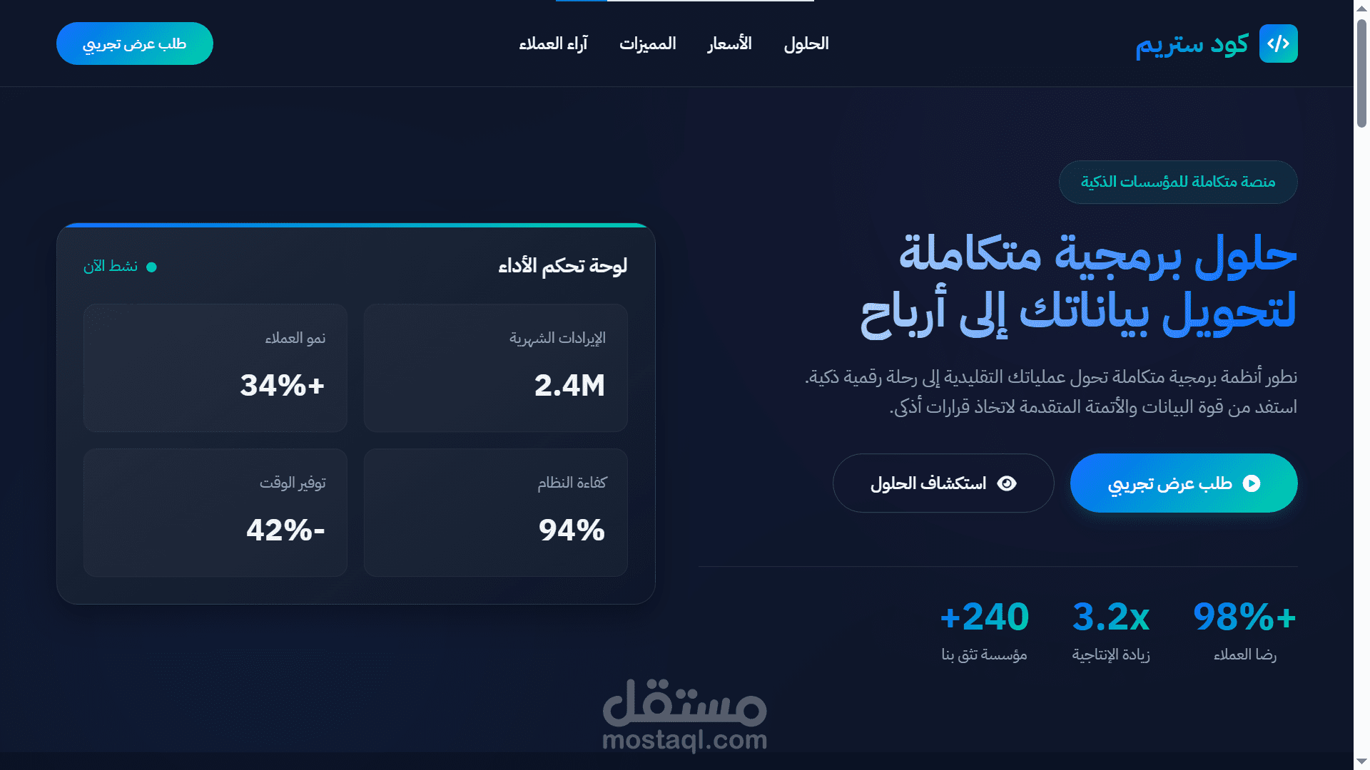 صفحة هبوط شركة برمجية