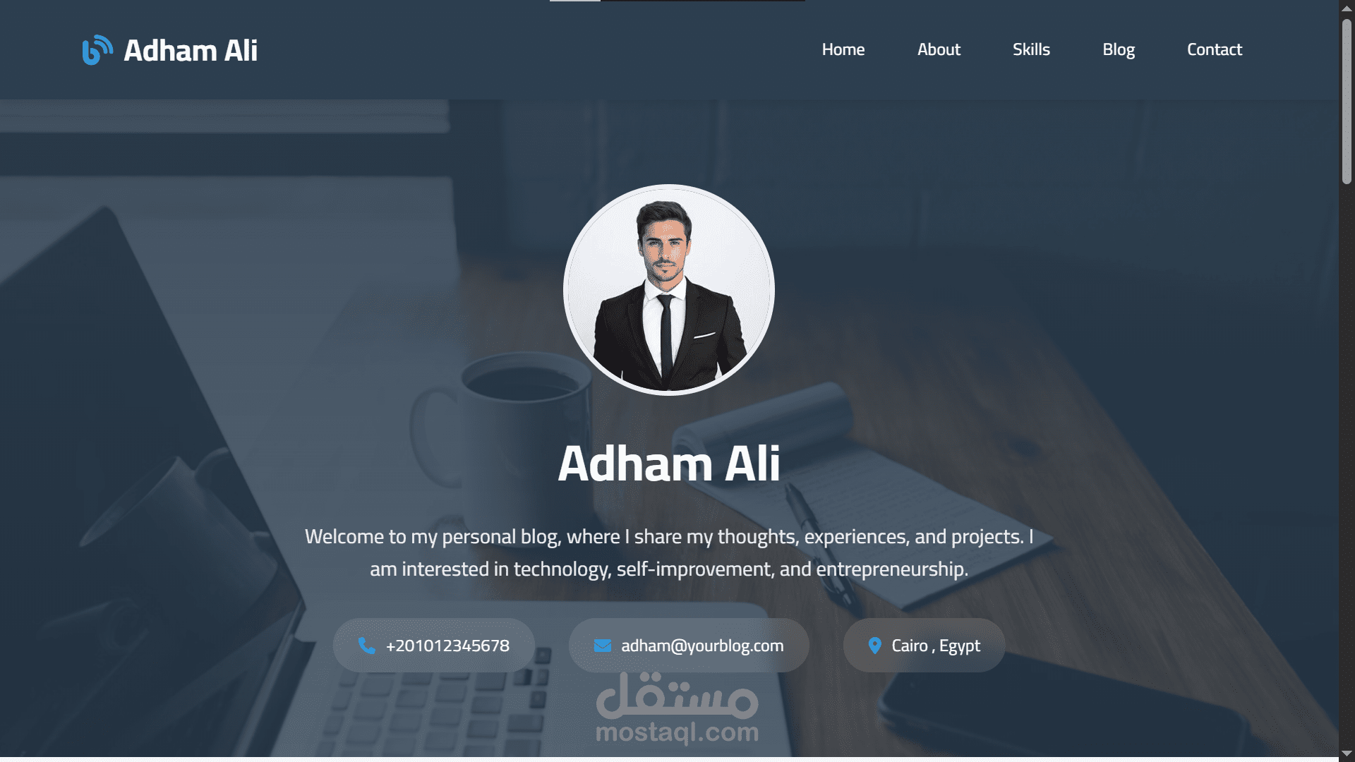 موقع الكتروني شخصي احترافي باللغتين العربية والإنجليزية