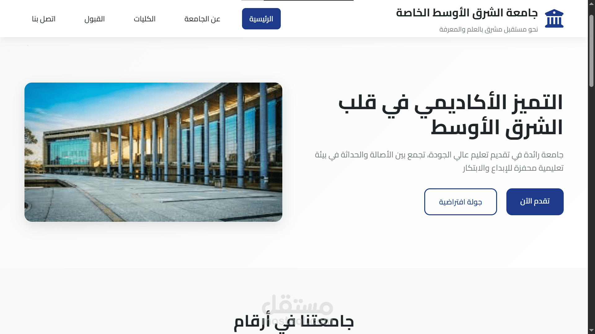 موقع الكتروني لجامعة خاصة