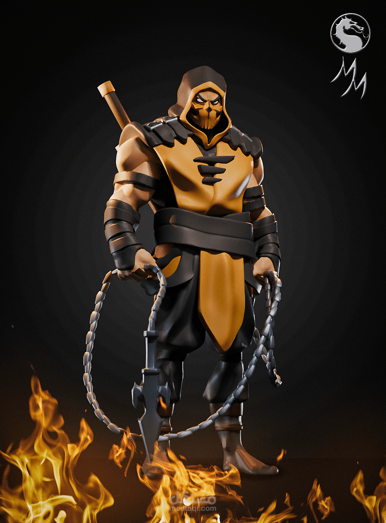 تصميم ثلاثي الابعاد لشخصية scorpion
