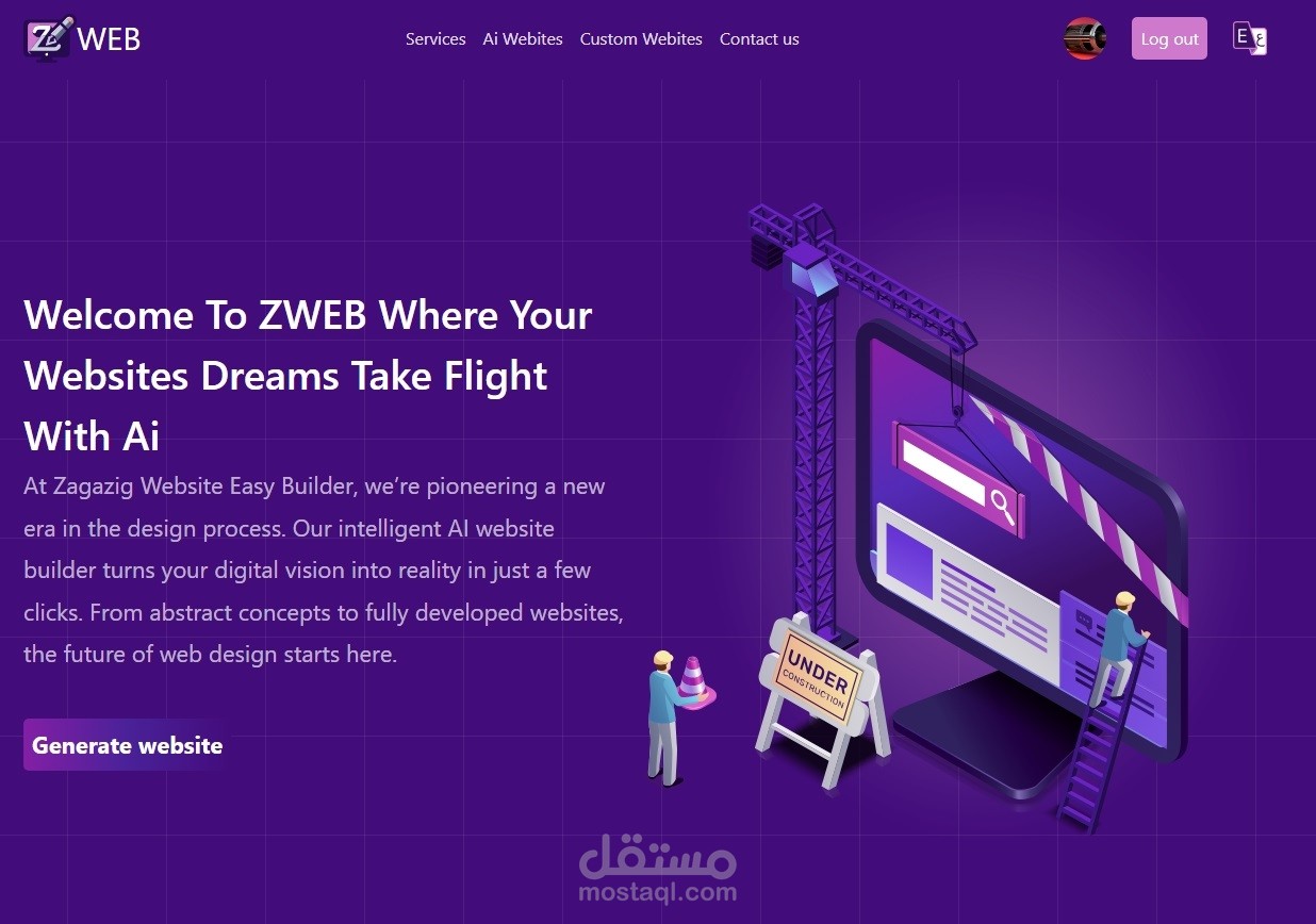 منصة بناء مواقع إلكترونية - Website Builder (ZWEB)