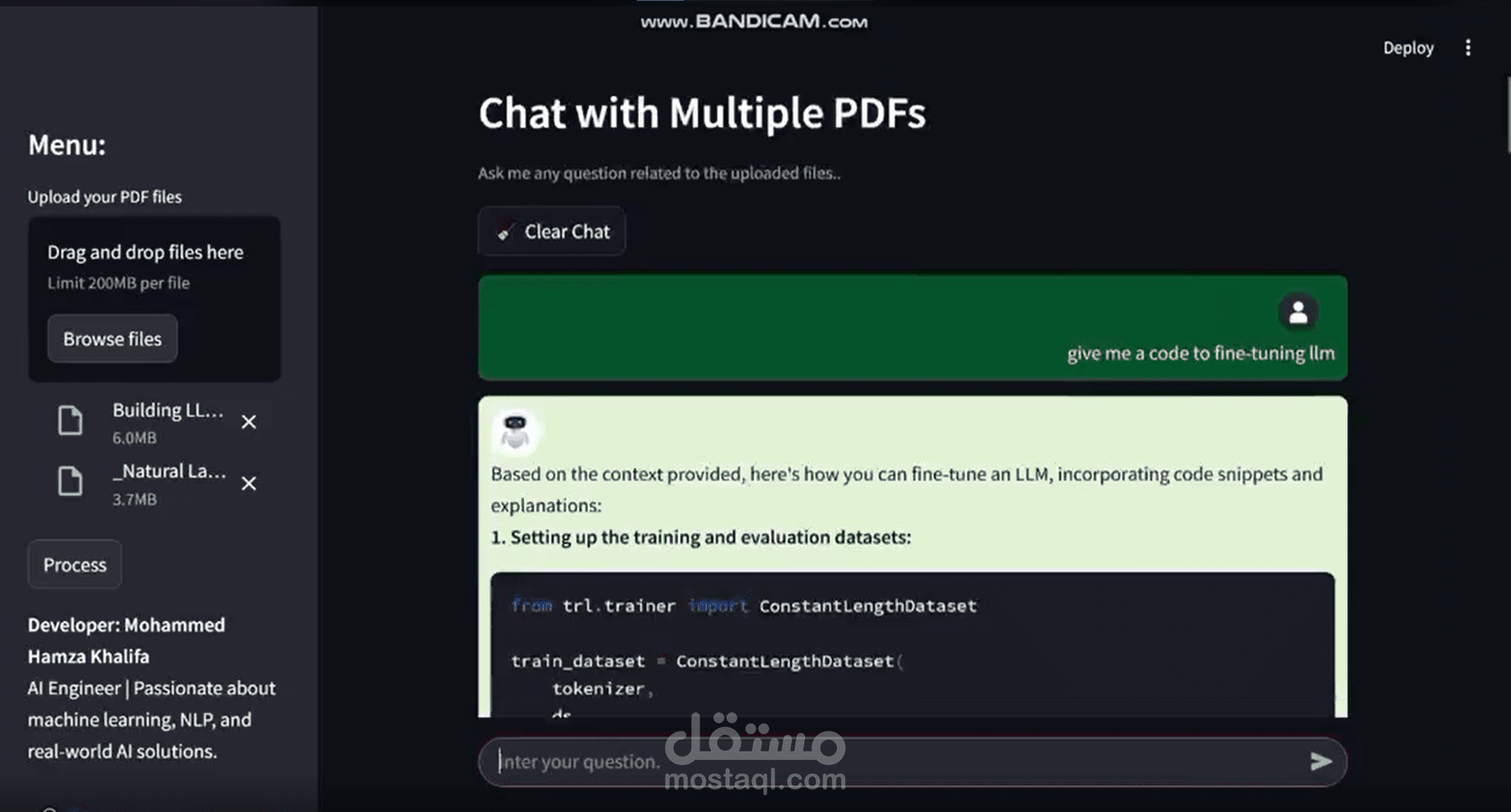 بوت للتحدث مع الملفات الخاصه