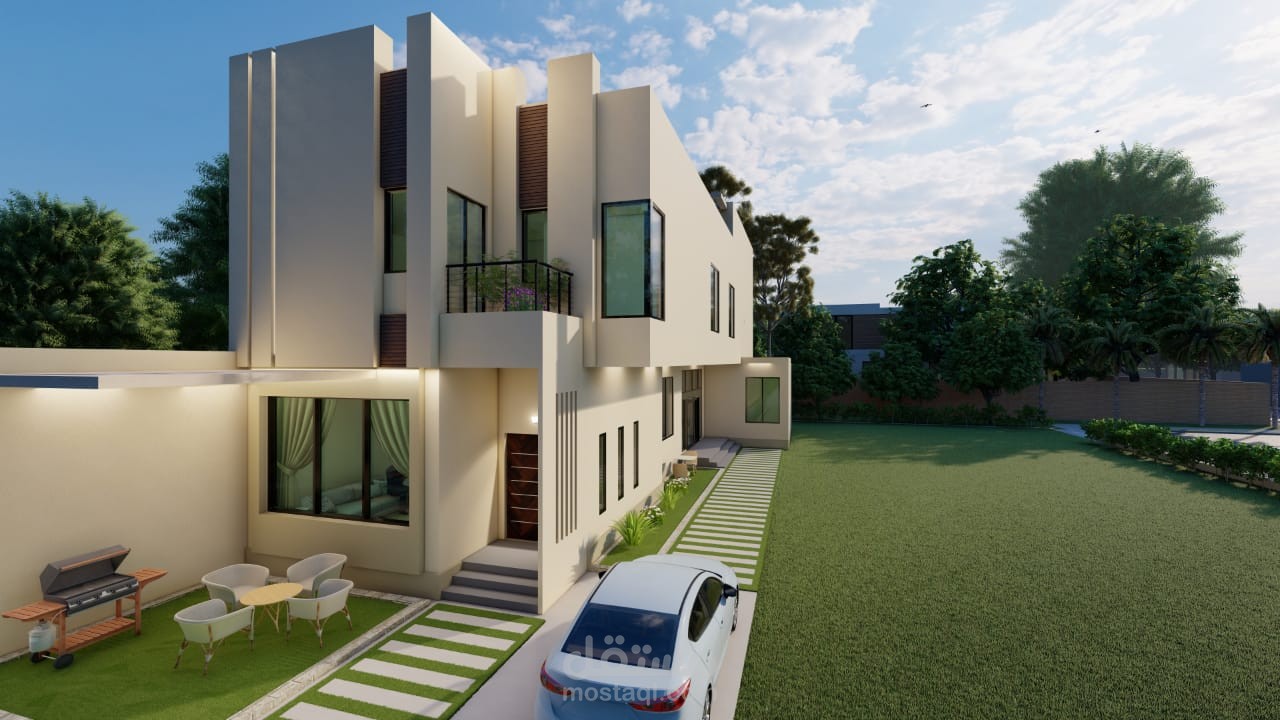 تصميم فيلا سكنية على الطراز الحديث.