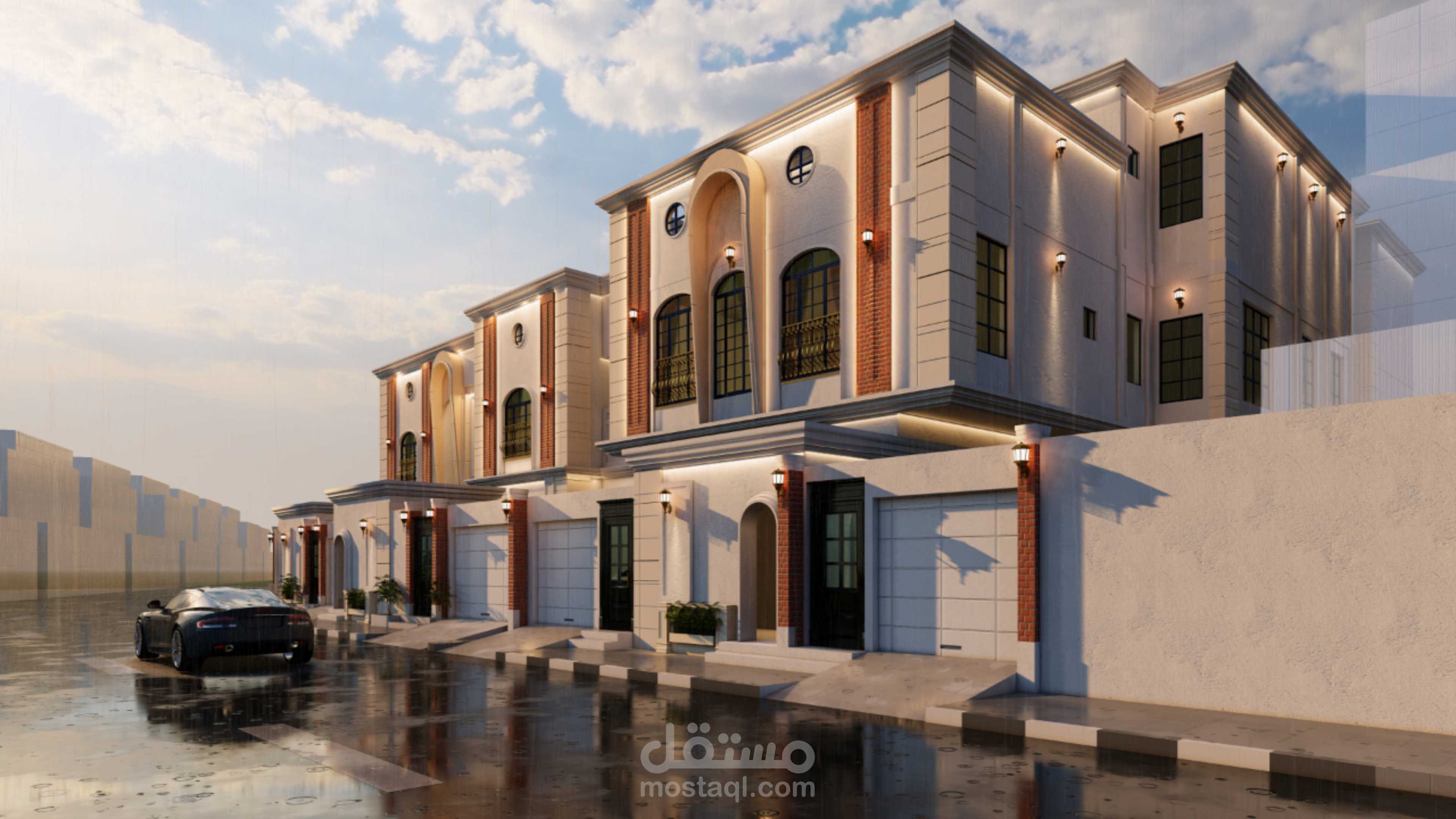 واجهة لفيلتين سكنيتين لمالك واحد على الطراز الكلاسيكي