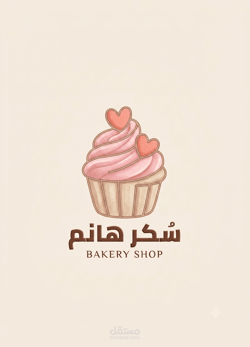 تصميم شعار هوية بصرية لمتجر حلويات و مخابز منزلية (سكر هانم)