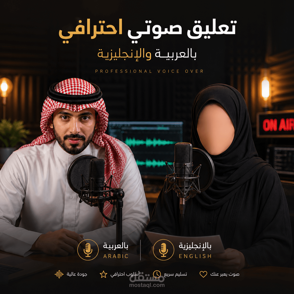 تعليق صوتي احترافي صوت رجالي و نسائي