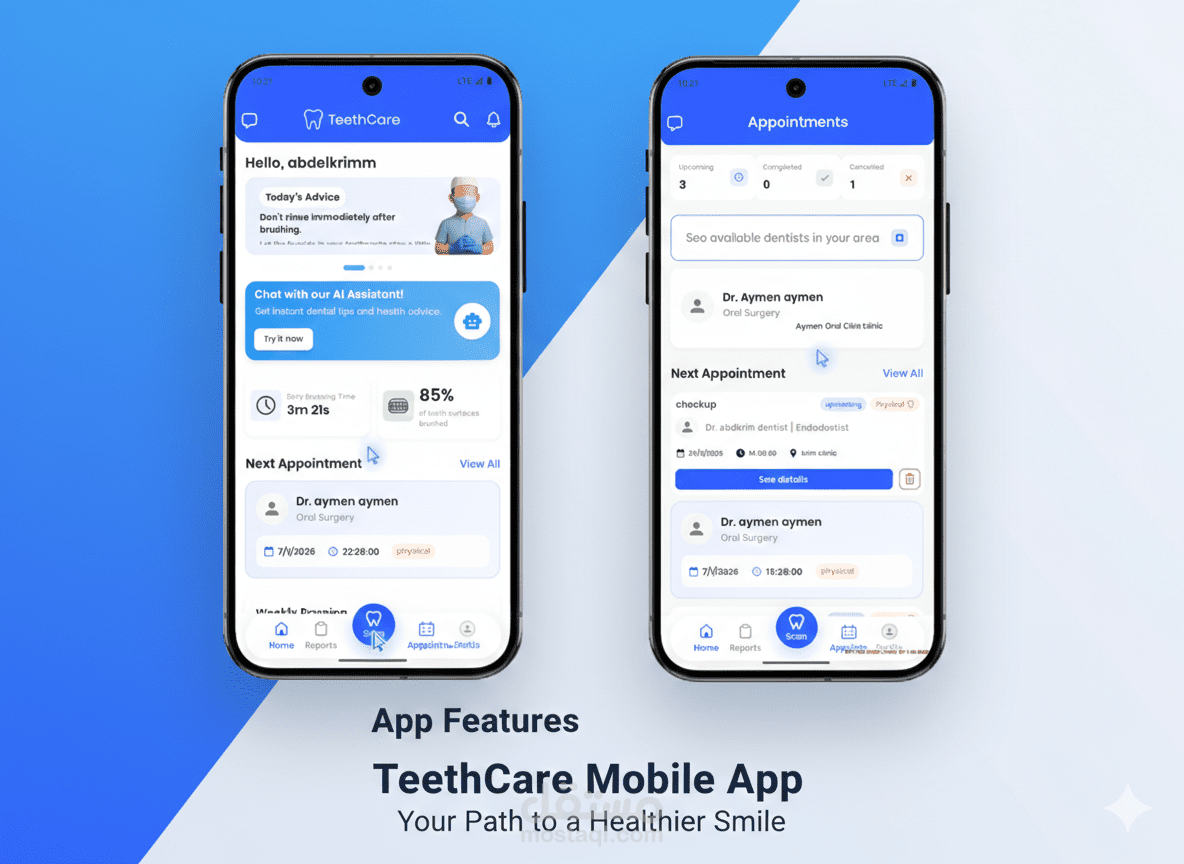 TeethCare – تطبيق إدارة العناية بالأسنان وحجز المواعيد